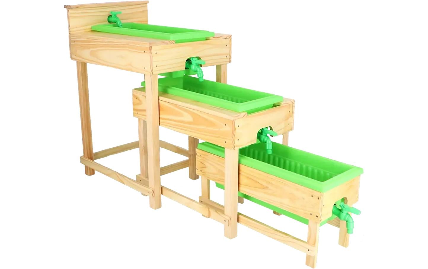 Esschert Design Wassertisch – 152 × 70,5 × 38 cm – ab 3 Jahren – Holz, Kunststoff – beige/grün