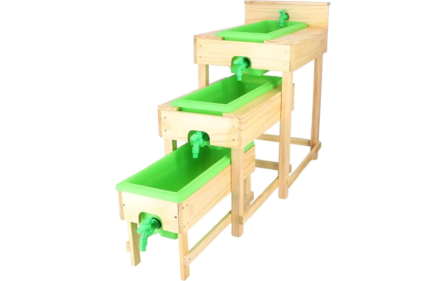 Esschert Design Wassertisch – 152 × 70,5 × 38 cm – ab 3 Jahren – Holz, Kunststoff – beige/grün