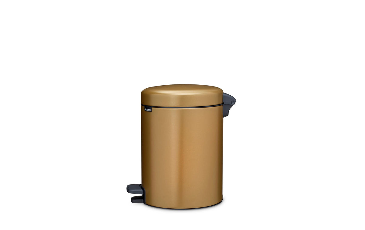 Brabantia NewIcon Treteimer – 5 l – Edelstahl, rund – Braun