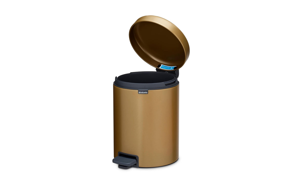 Brabantia NewIcon Treteimer – 5 l – Edelstahl, rund – Braun