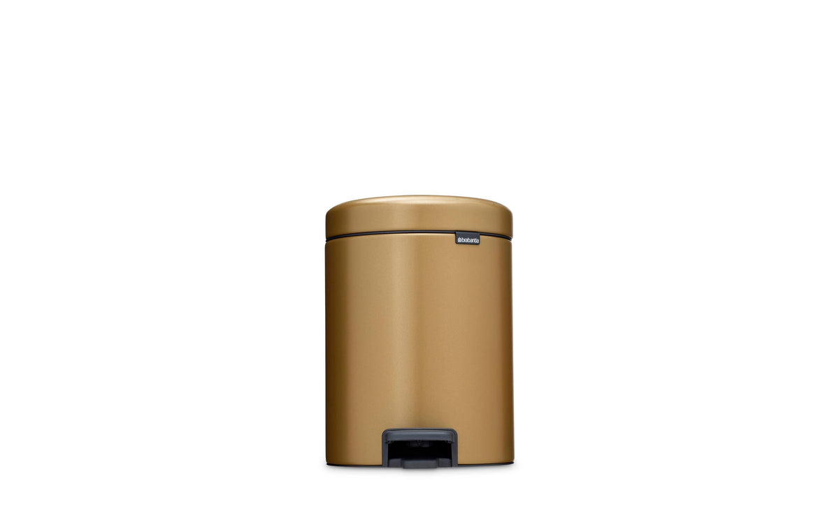 Brabantia NewIcon Treteimer – 5 l – Edelstahl, rund – Braun