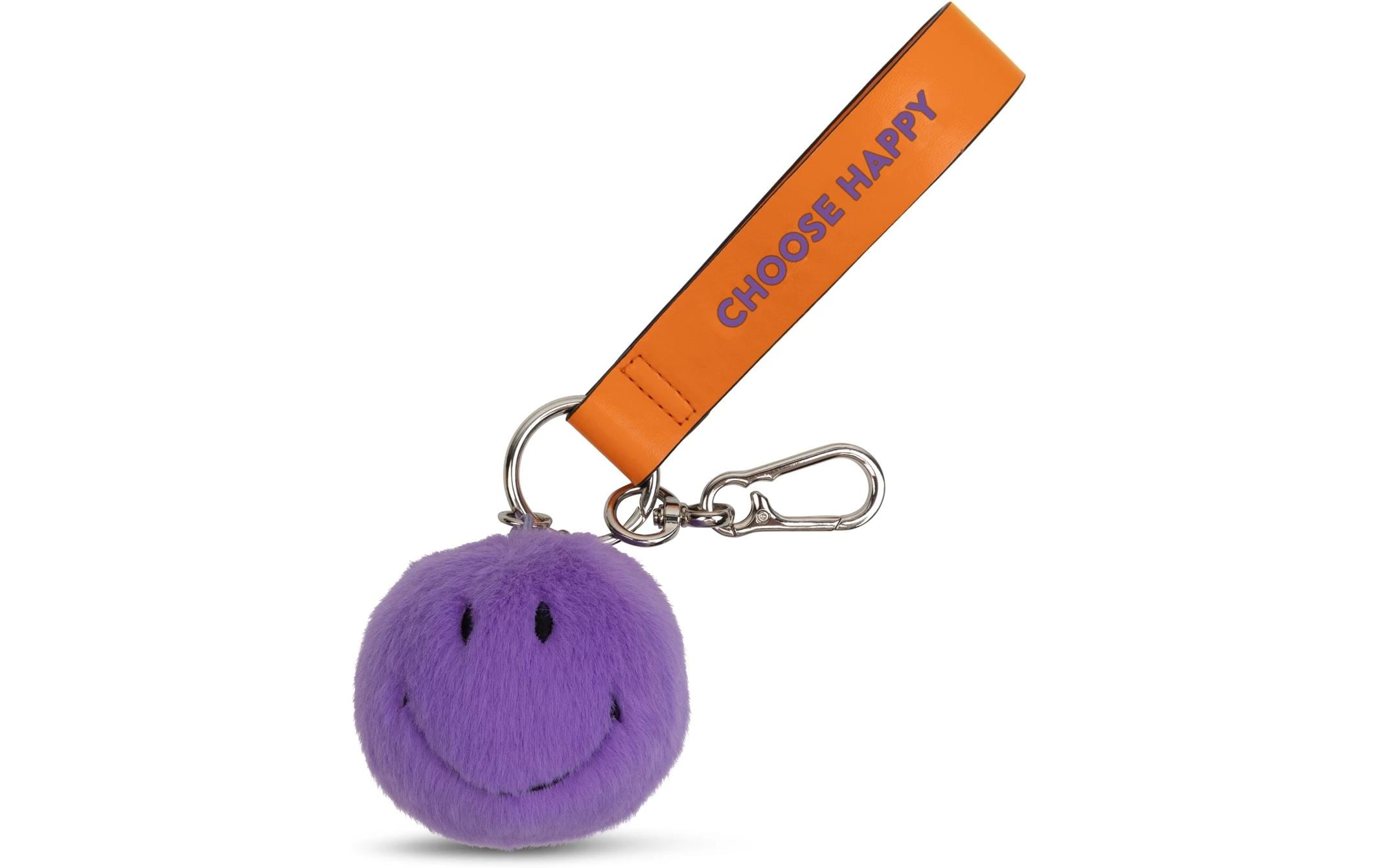 Bon ton toys Plüsch-Schlüsselanhänger ECO Fuzzy Smiley – Flauschig, Recyceltes Polyester, Violett, 70 mm