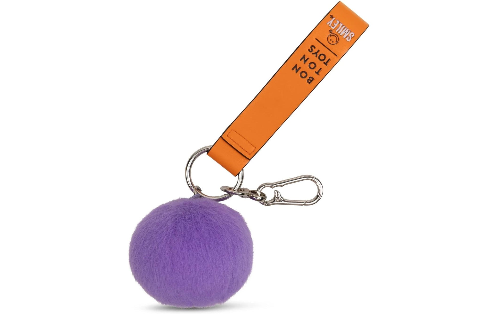 Bon ton toys Plüsch-Schlüsselanhänger ECO Fuzzy Smiley – Flauschig, Recyceltes Polyester, Violett, 70 mm