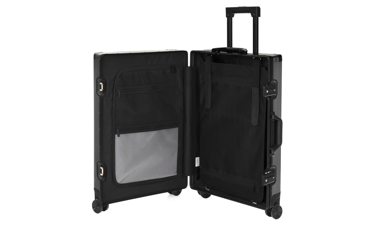 Koor Hartschalen-Trolley, 90 l, 4 Rollen, TSA-Schloss, Aluminium, Dunkelgrün, 47,5 × 70 × 27 cm