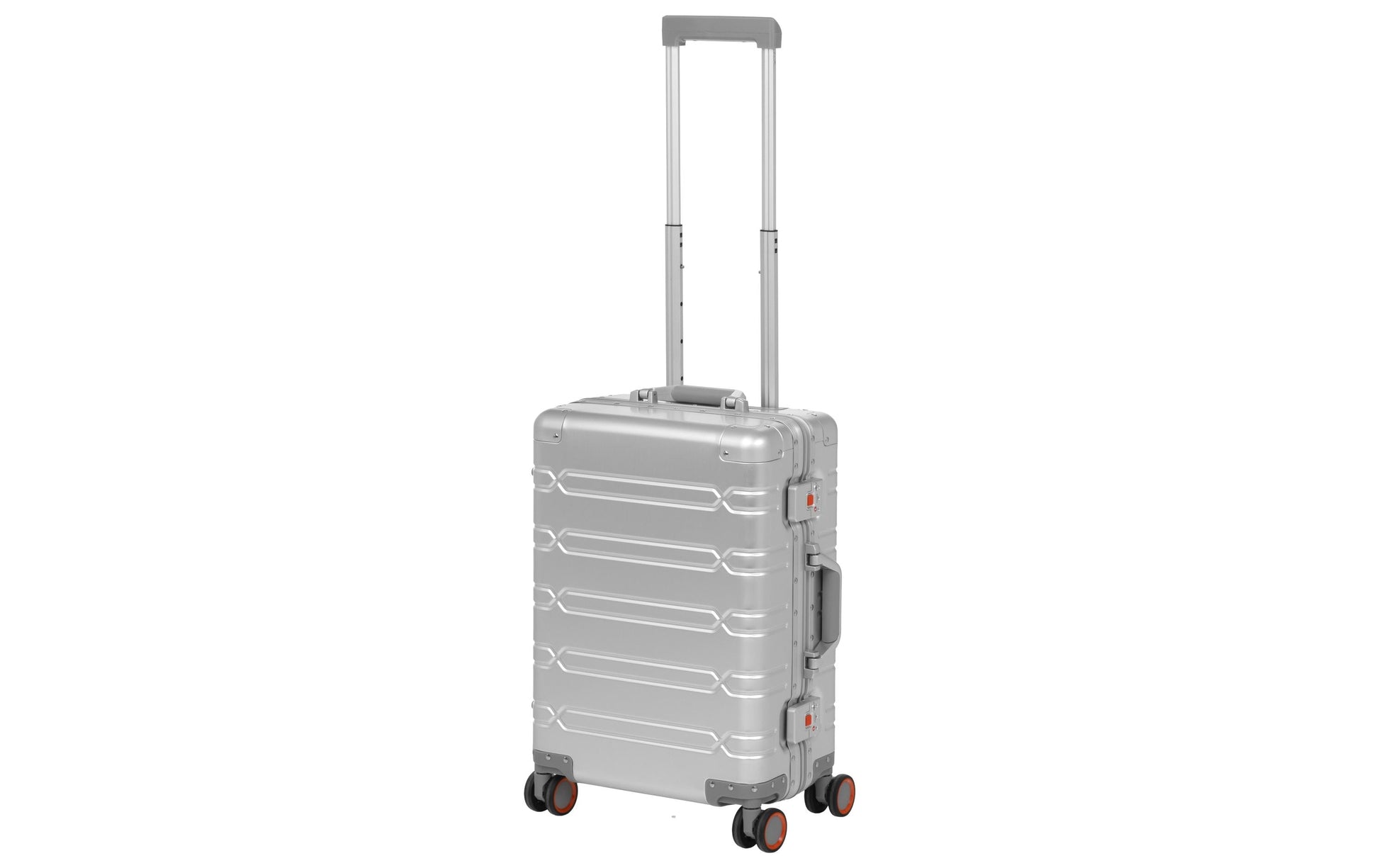 Koor Hartschalen-Trolley, 40 L, Handgepäck geeignet, 4 Rollen, TSA-Schloss, Aluminium, Silber