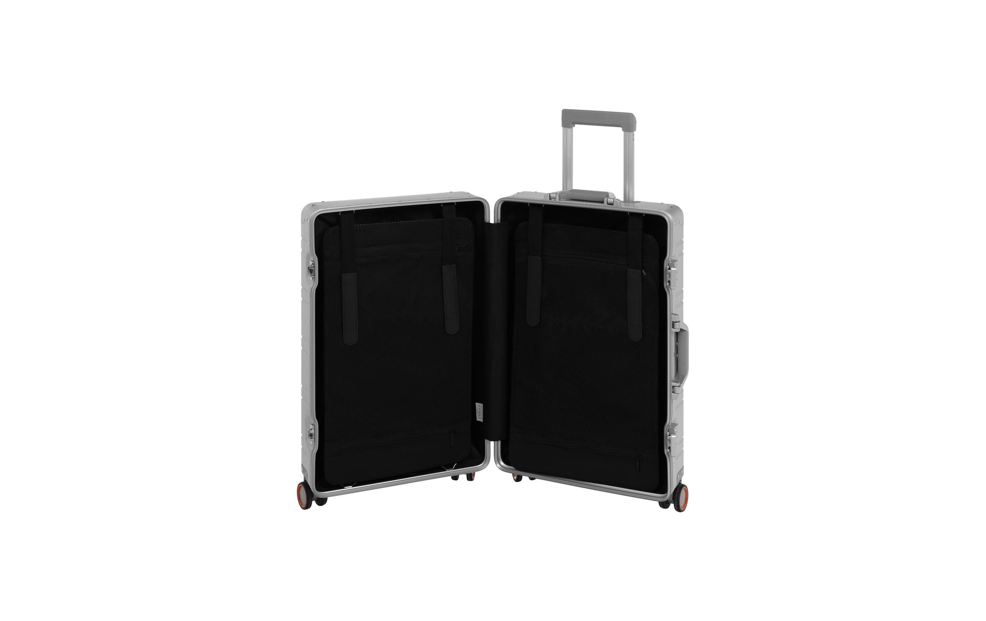 Koor Hartschalen-Trolley, 40 L, Handgepäck geeignet, 4 Rollen, TSA-Schloss, Aluminium, Silber