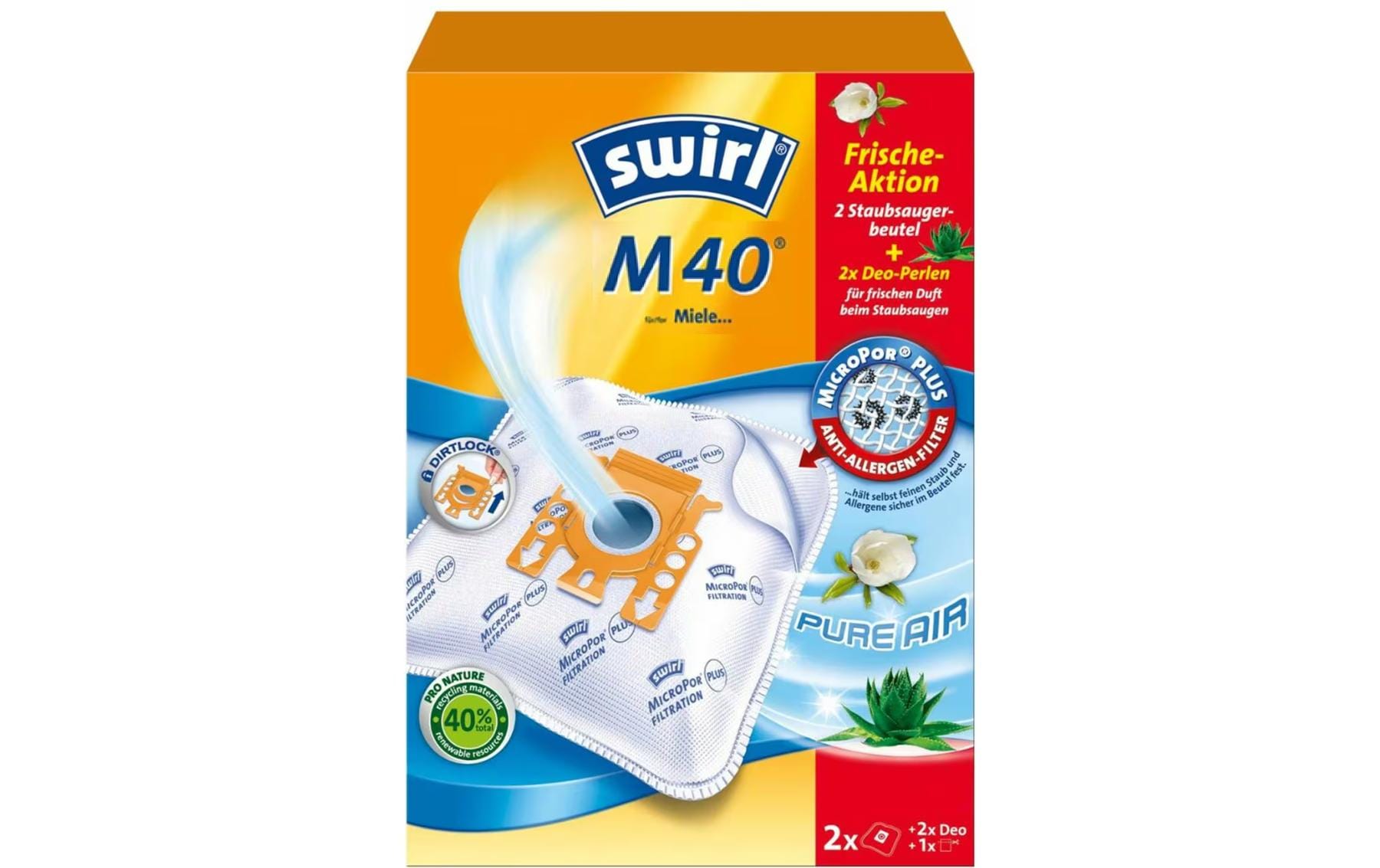 Swirl Staubbeutel M40 – 2 Stück, für Miele