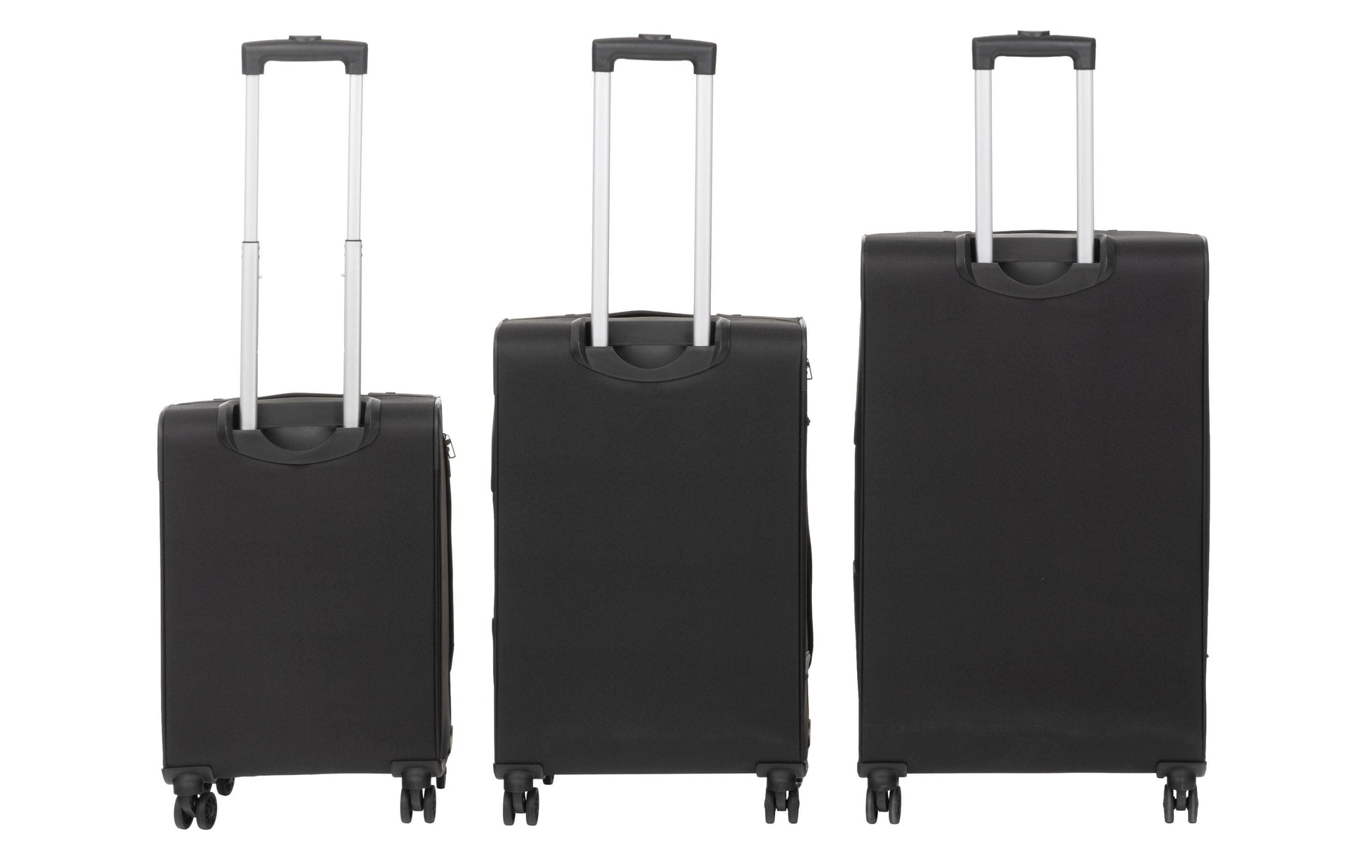 Koor 3-teiliges Weichschalen-Kofferset, 38/62/115 l, 4 Rollen, TSA-Schloss, Schwarz