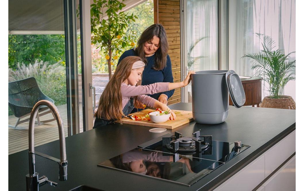 Plastia Komposteimer – 10,6 l – Kunststoff (PP), rund – grau