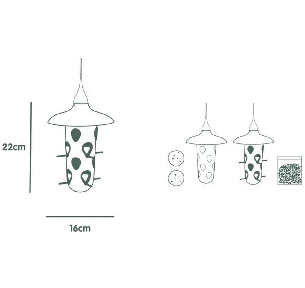 Plastia Robin 3-in-1 Vogelfutterhaus – Ø 18 cm, 550 ml – Kunststoff, Anthrazit