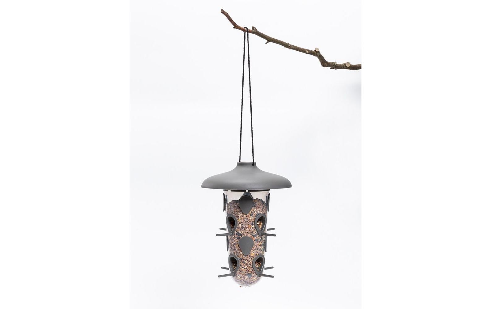 Plastia Robin 3-in-1 Vogelfutterhaus – Ø 18 cm, 550 ml – Kunststoff, Anthrazit