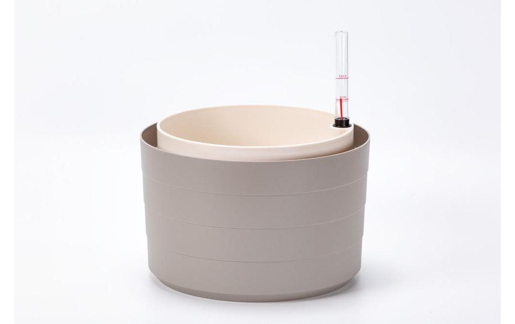 Plastia Berberis Selbstbewässernde Hängeampel – Automatische Bewässerung, Ø 26 × 17,8 cm – Kunststoff, taupe