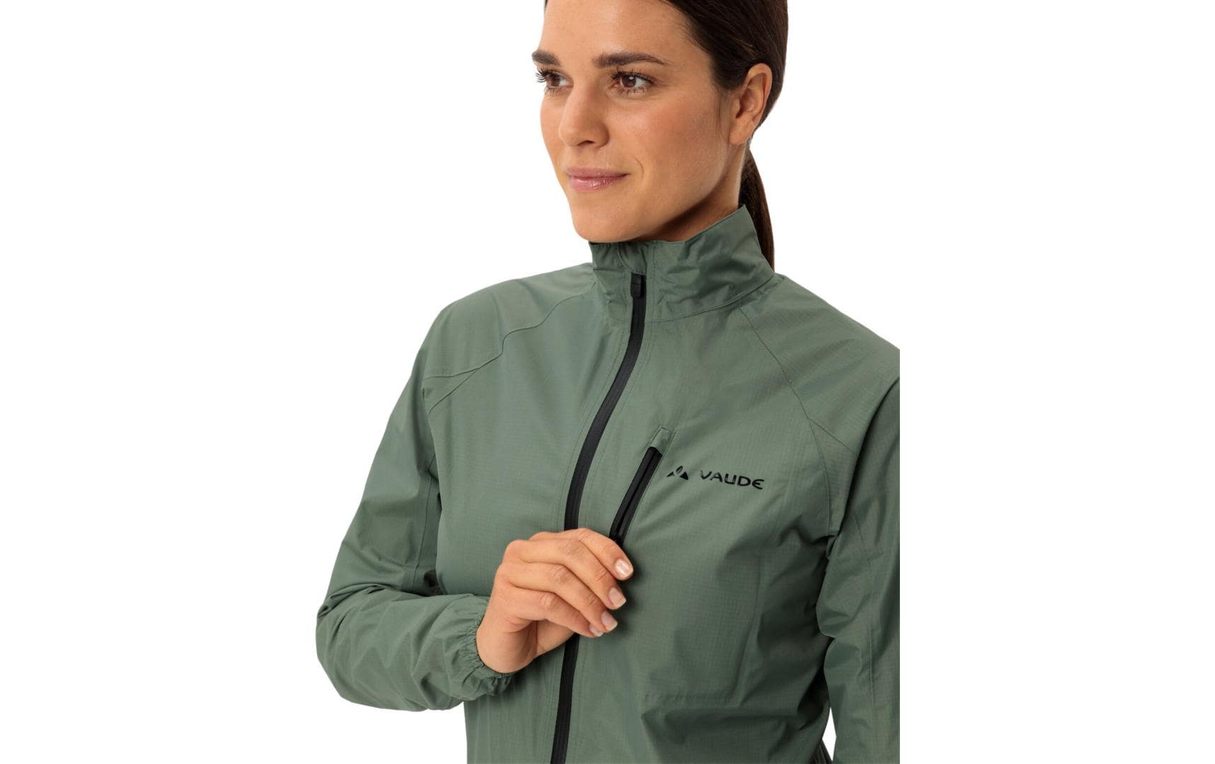 Vaude Regenjacke, Drop III – 38 – Grün, Polyester (recycelt), PU-Membran, wasserdicht, atmungsaktiv