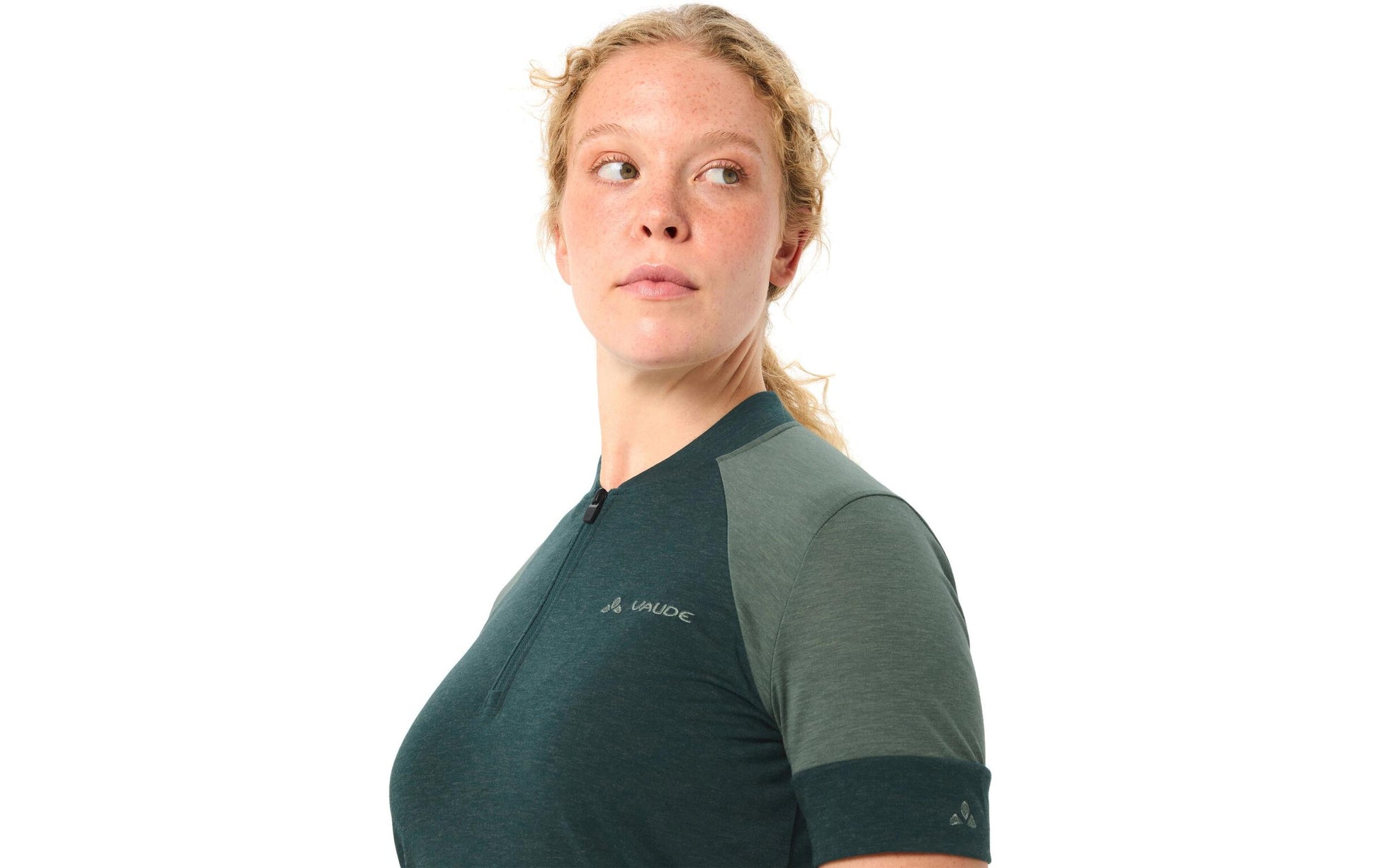 Vaude T-Shirt Altissimo Q-Zip – 42 (Damen) – Grün, 88% Polyester (recycelt), 12% Wolle