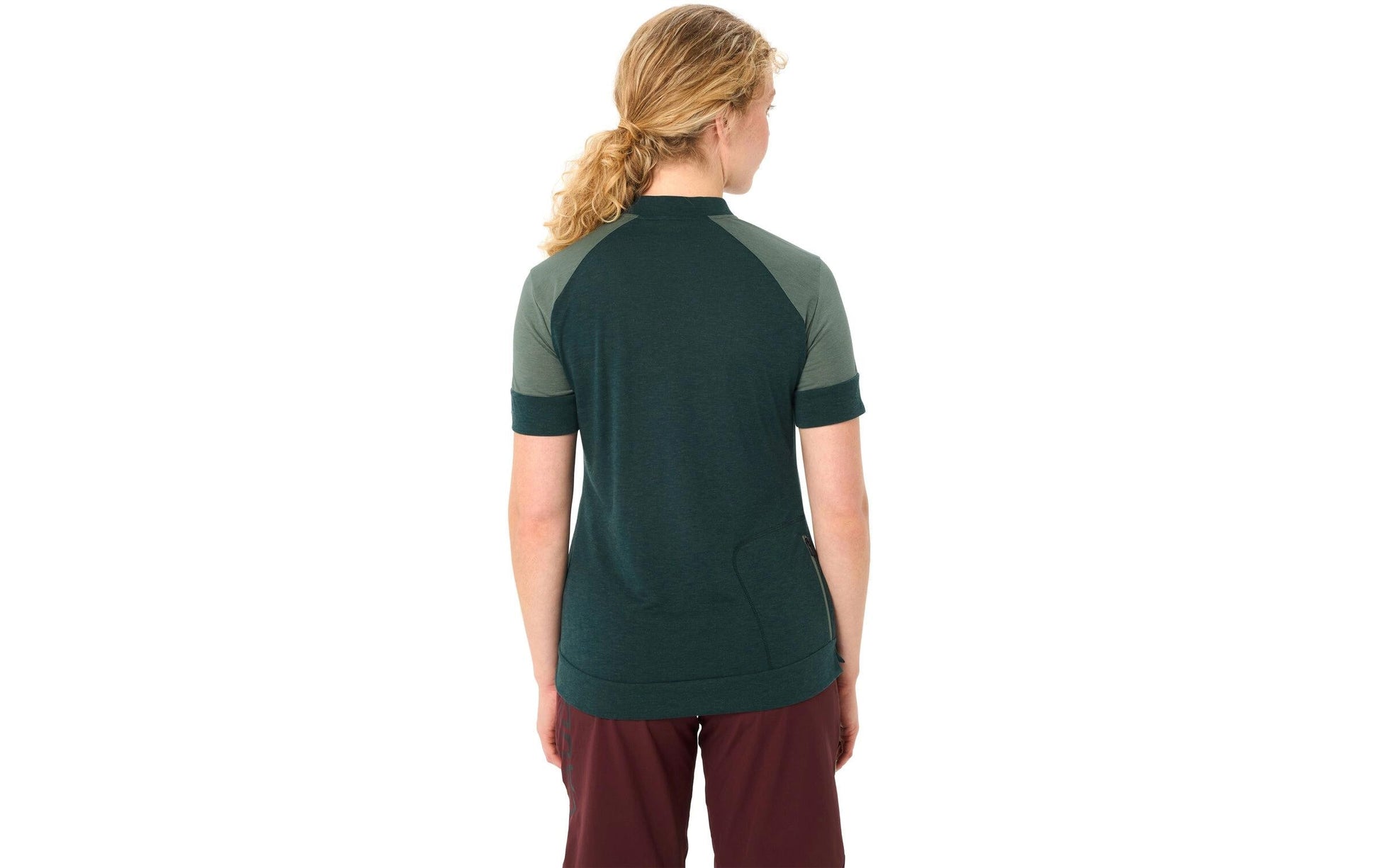 Vaude Altissimo Q-Zip Velotrikot – Grösse 36 – Grün, Polyester (recycelt)/Wolle, Kurzarm, Grüner Knopf