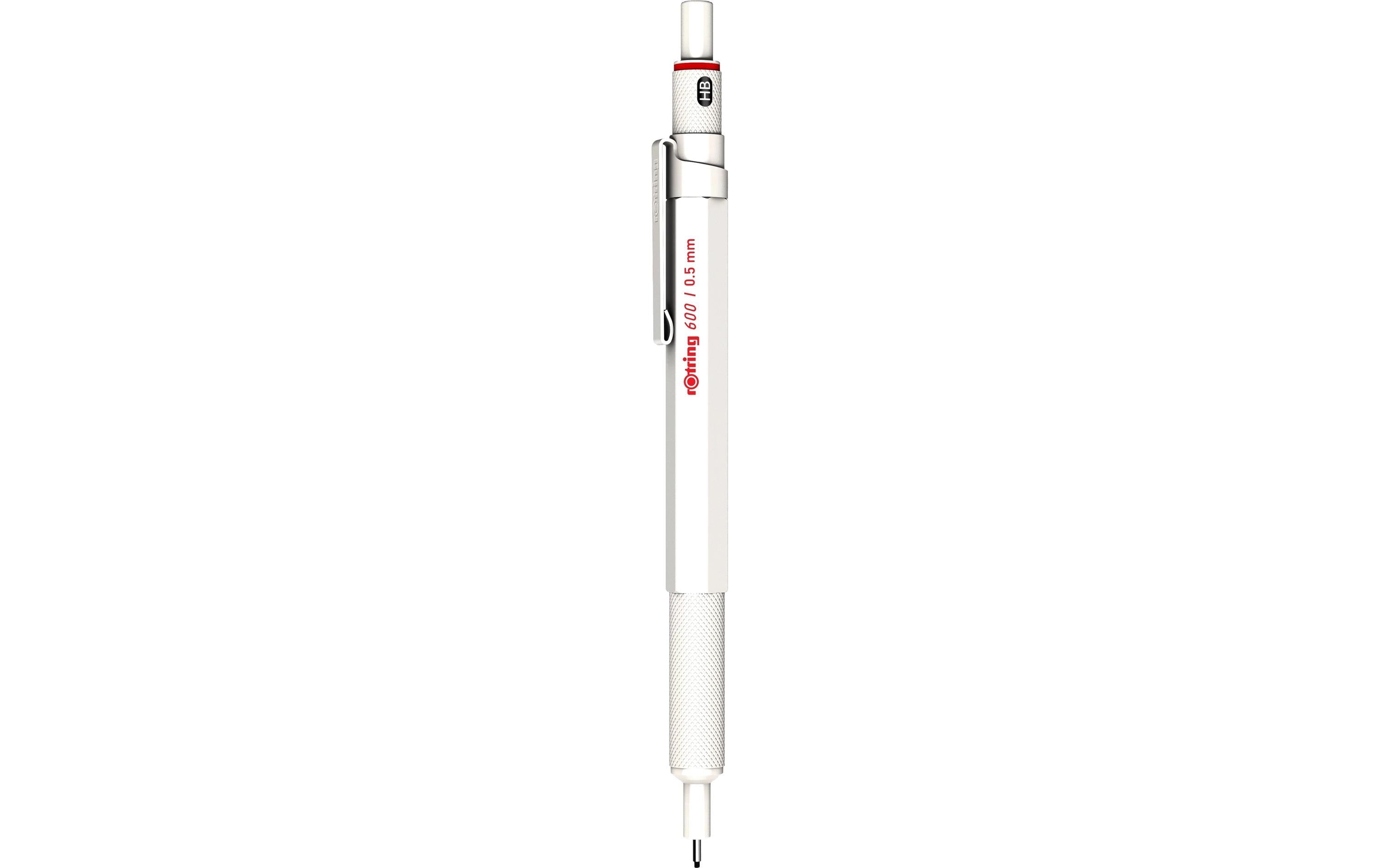 Rotring 600 Druckbleistift – 0,5 mm – Metall – Weiss – 12er-Pack