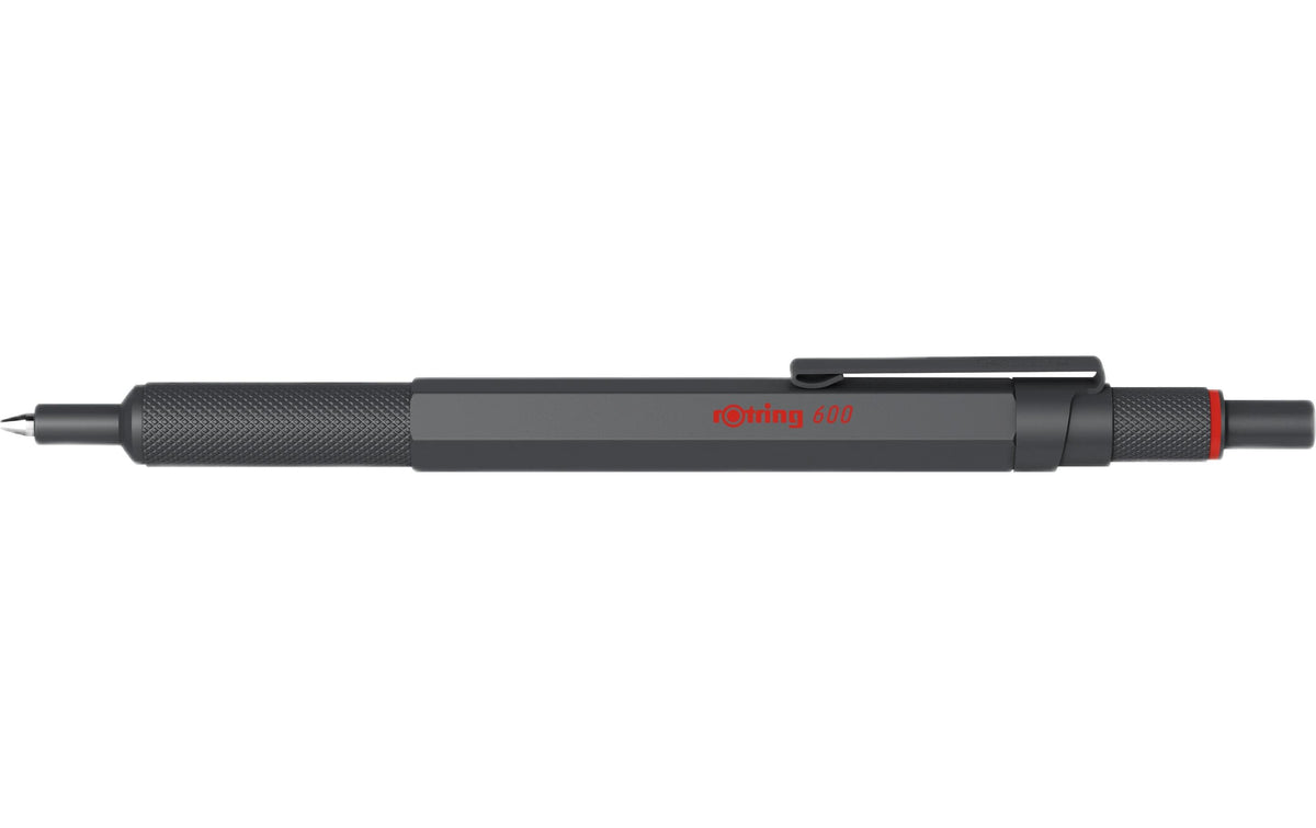 Rotring 600 Darkstone Kugelschreiber – Schwarz, Mittel, Messing, Grau