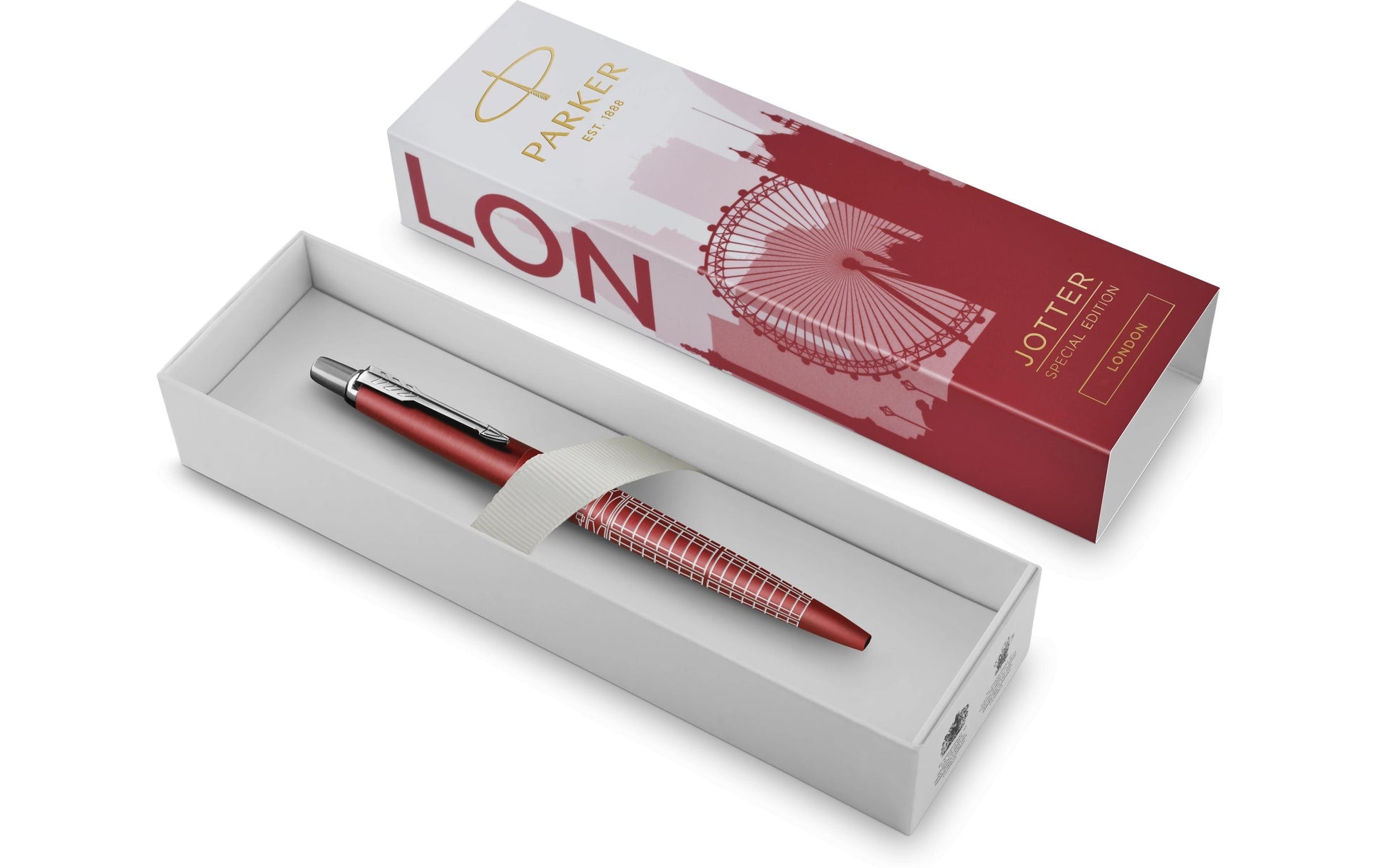 Parker Jotter SE Kugelschreiber – Blau, Mittel, Edelstahl, Rot, nachfüllbar