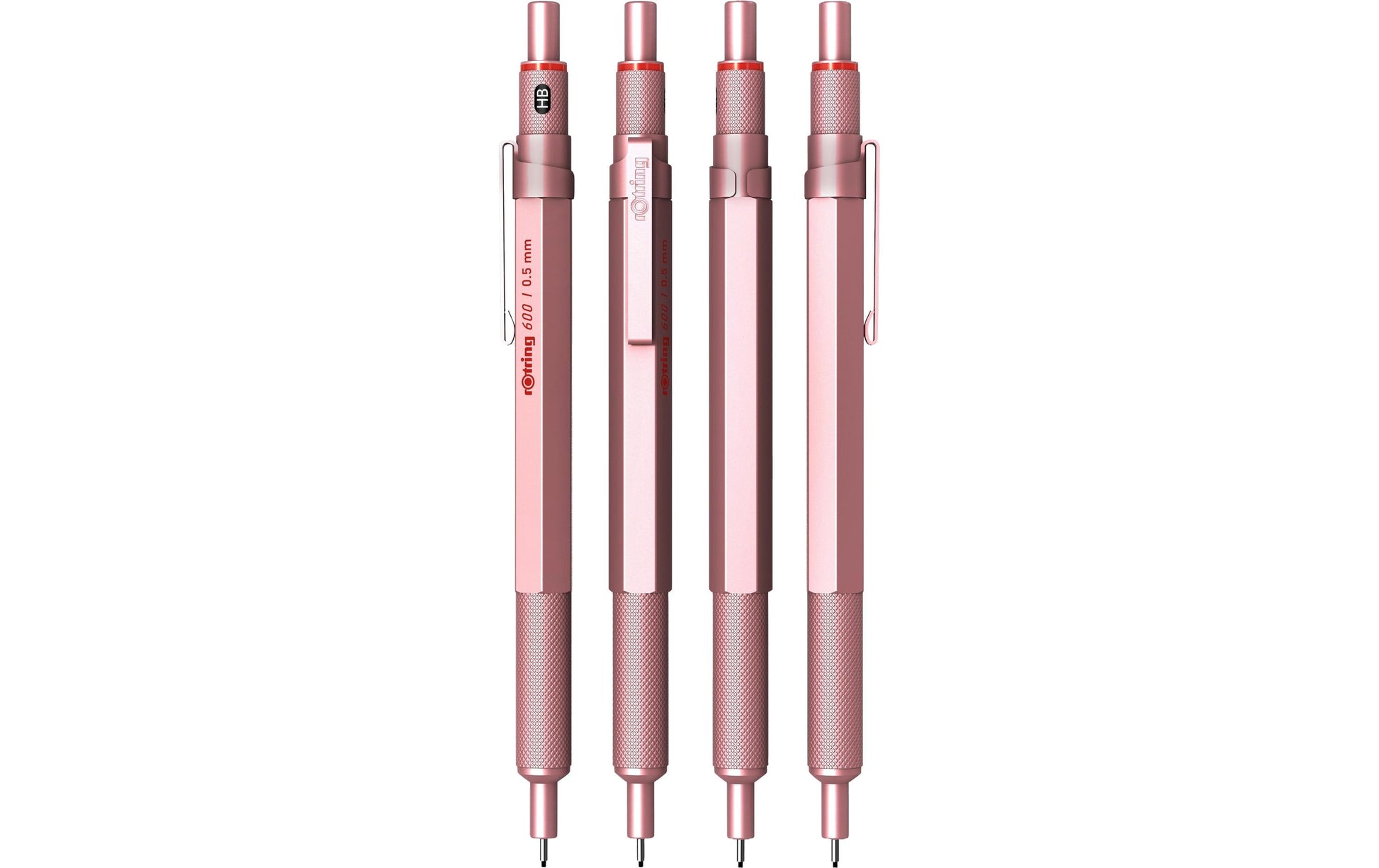 Rotring 600 Druckbleistift – 0,5 mm – Metall – Roségold – 12er-Pack