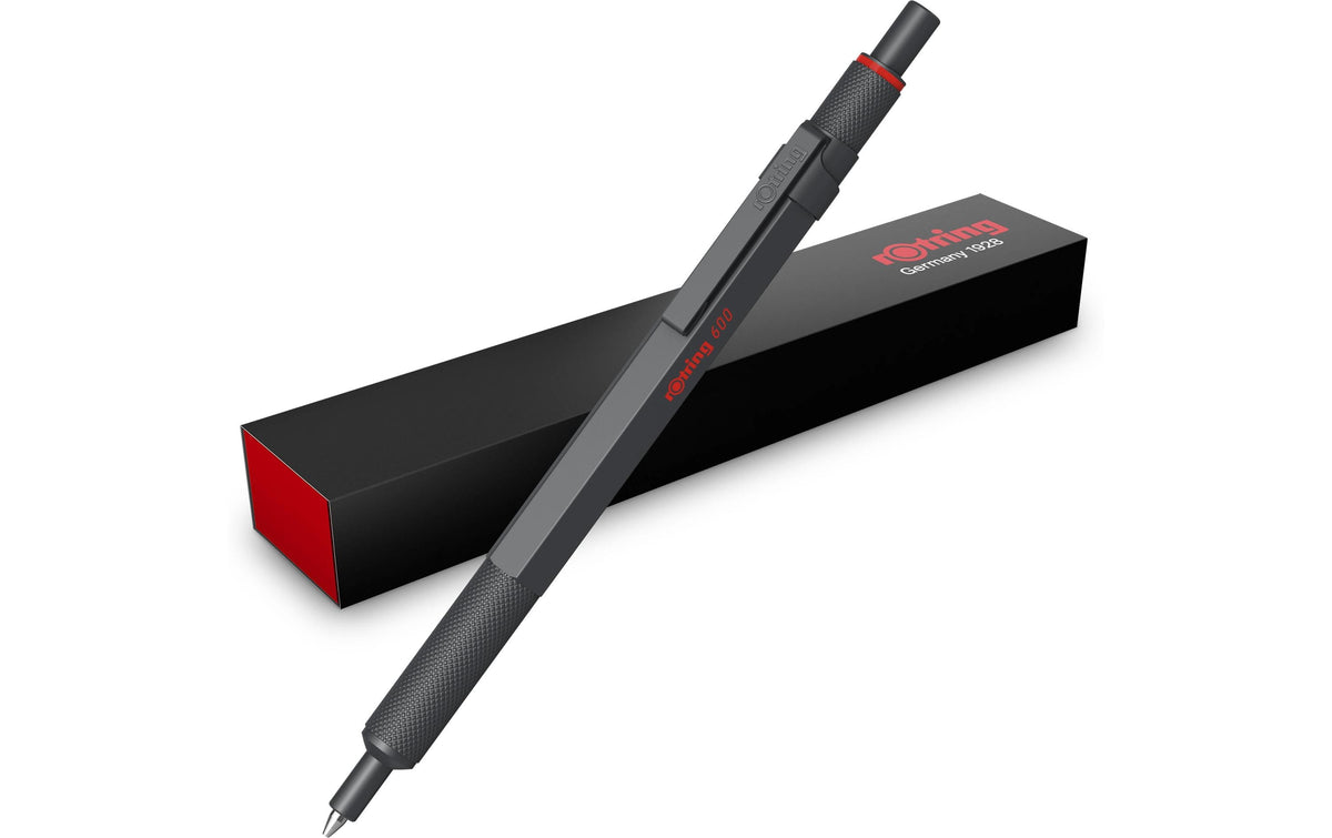 Rotring 600 Darkstone Kugelschreiber – Schwarz, Mittel, Messing, Grau