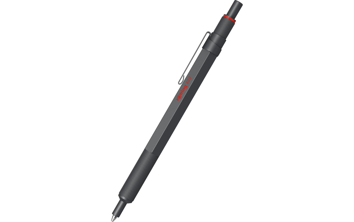 Rotring 600 Darkstone Kugelschreiber – Schwarz, Mittel, Messing, Grau