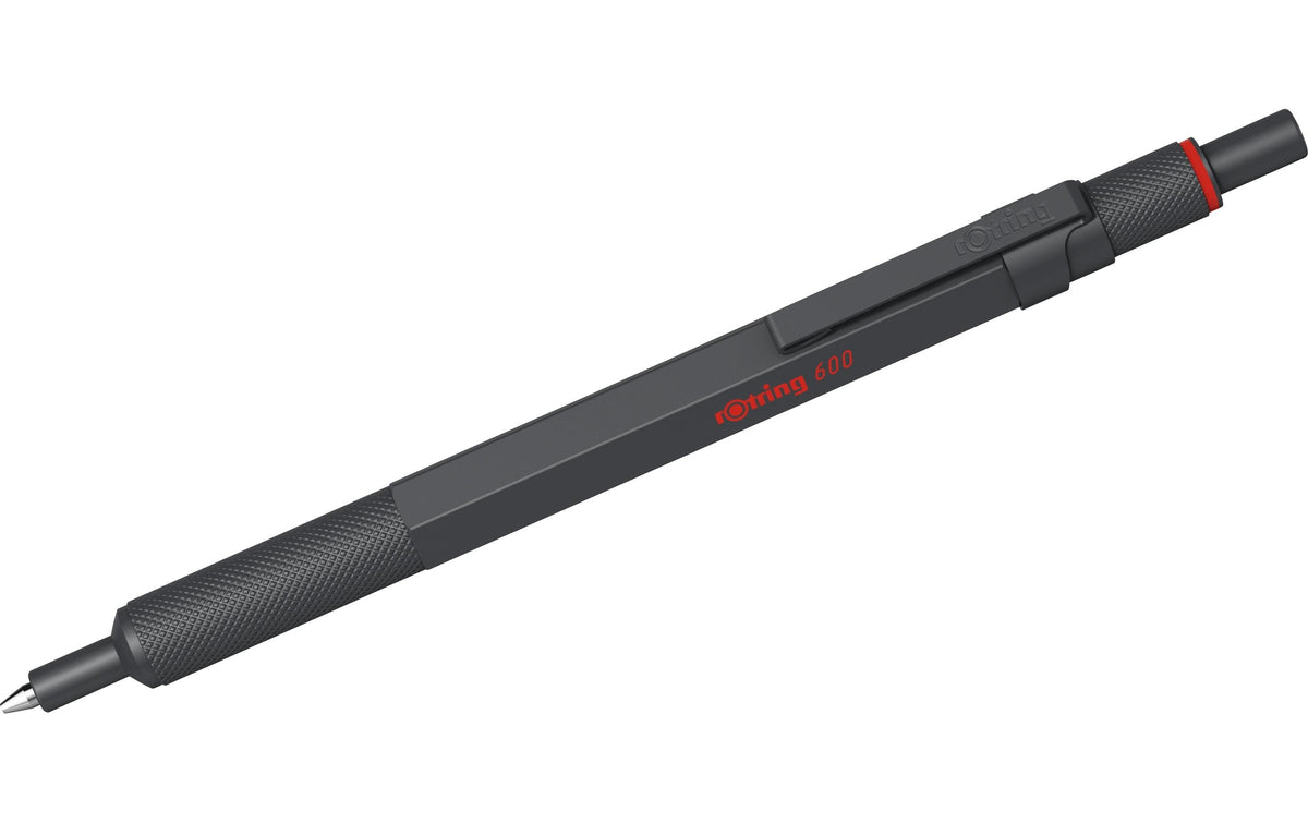 Rotring 600 Darkstone Kugelschreiber – Schwarz, Mittel, Messing, Grau