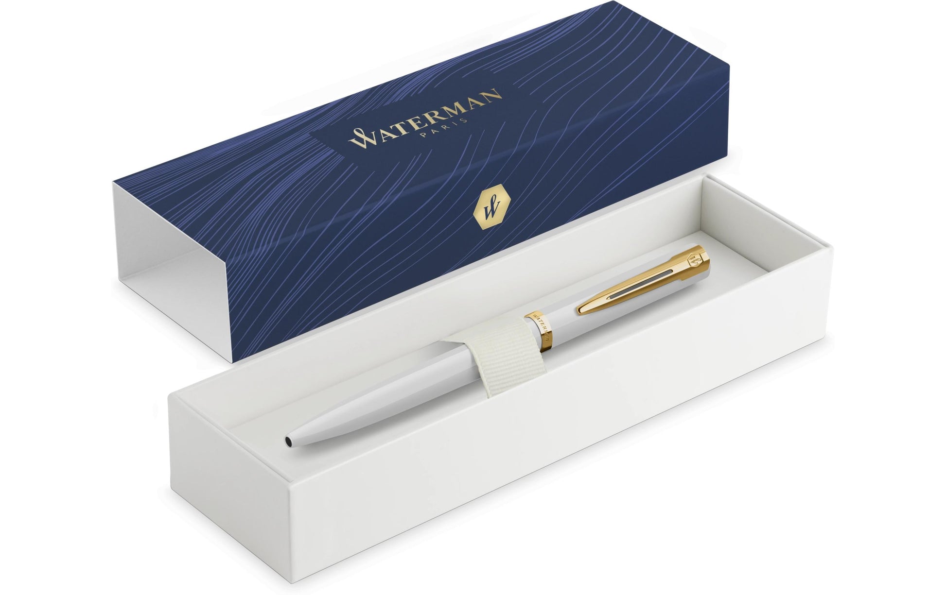 Waterman Allure Impression Kugelschreiber – Blau, Mittlere Spitze, Drehmechanismus, Weiss, Geschenkbox