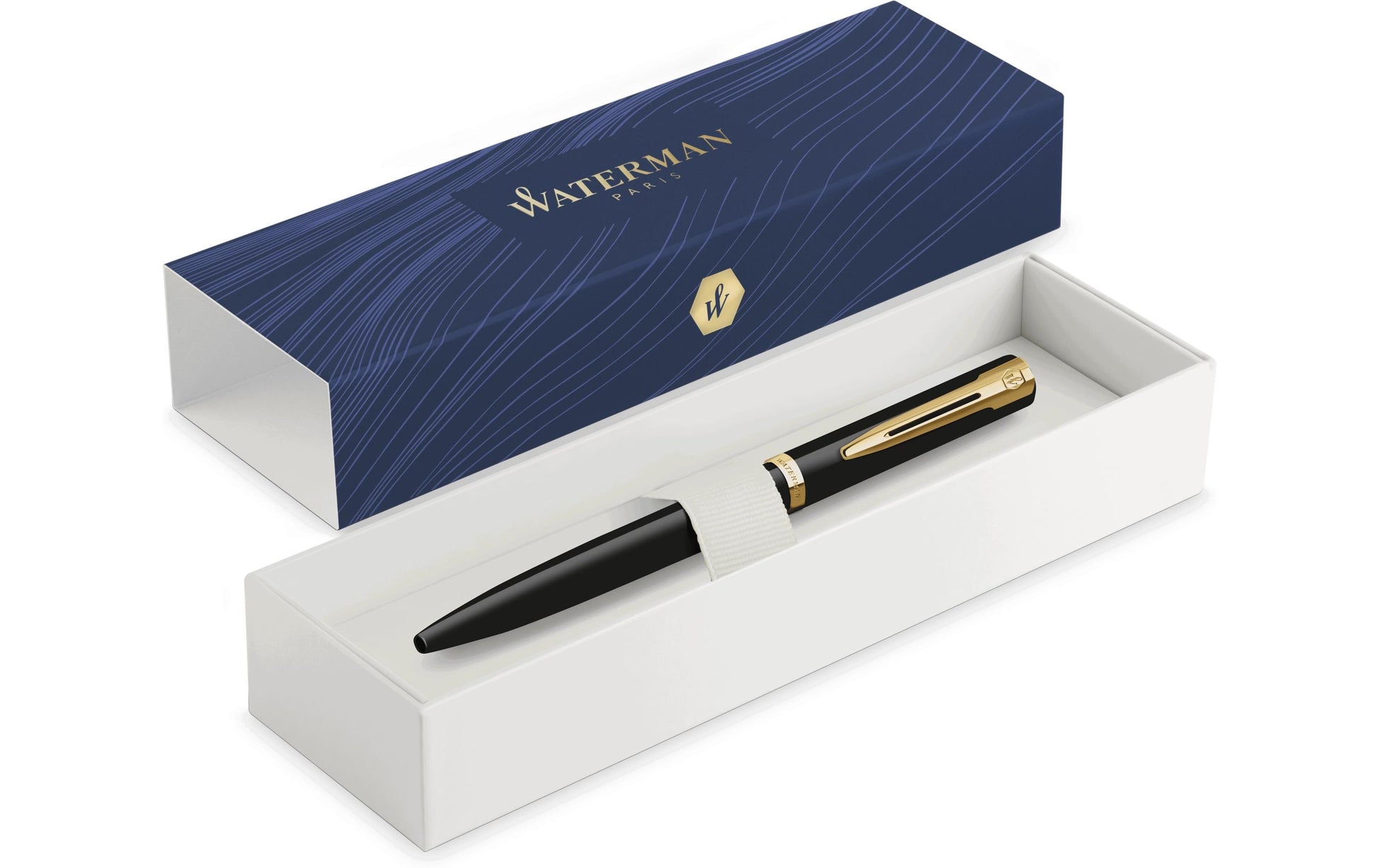 Waterman Allure Impression Drehkugelschreiber – Blau, Medium, Dreh, Schwarz, goldfarbene Zierteile