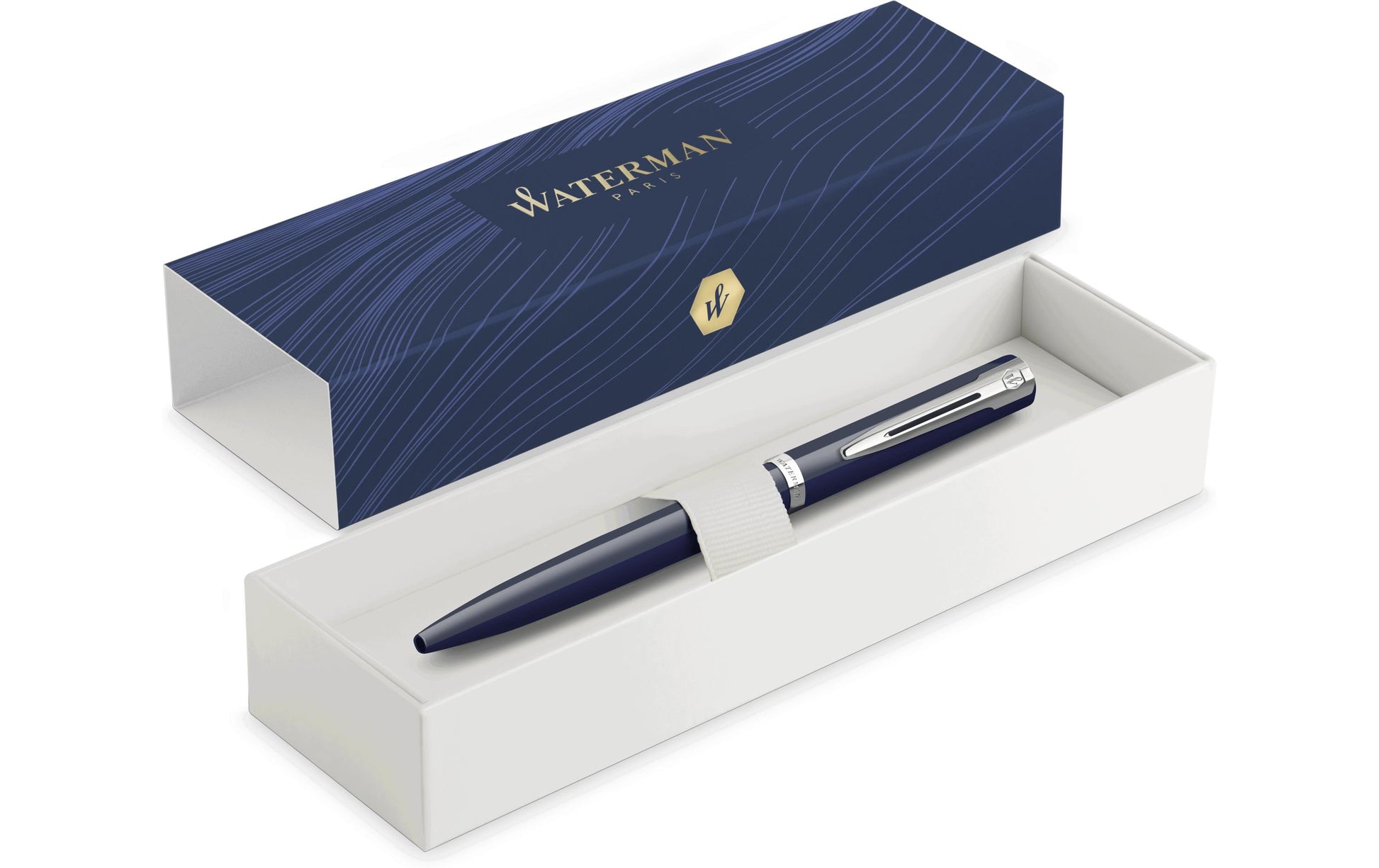Waterman Allure Impression Kugelschreiber – Blau, Medium, Dreh, palladium-plattiert, Geschenkbox