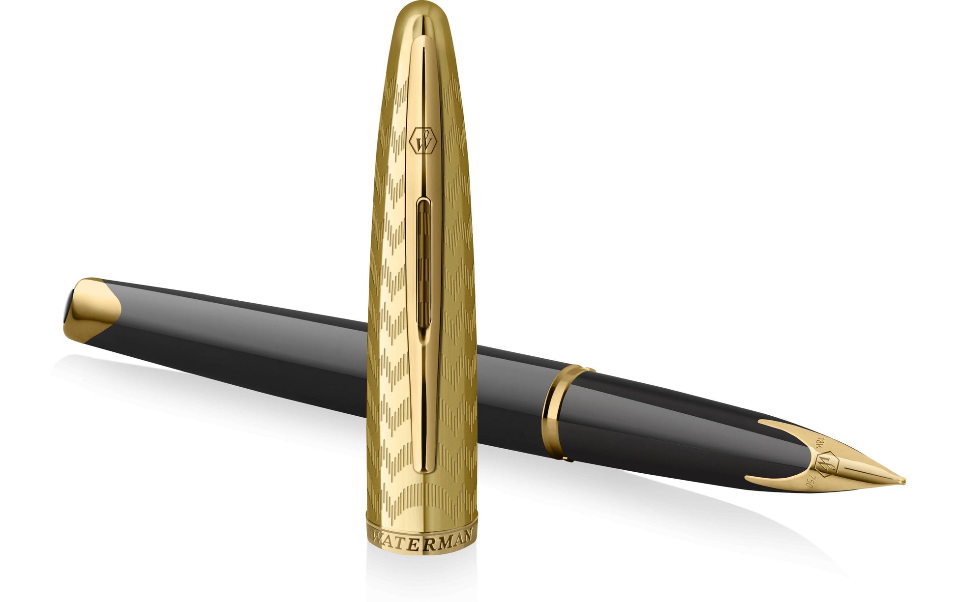 Waterman Carene Deluxe – Füllfederhalter – F – Schwarz – 18-karätige Goldfeder