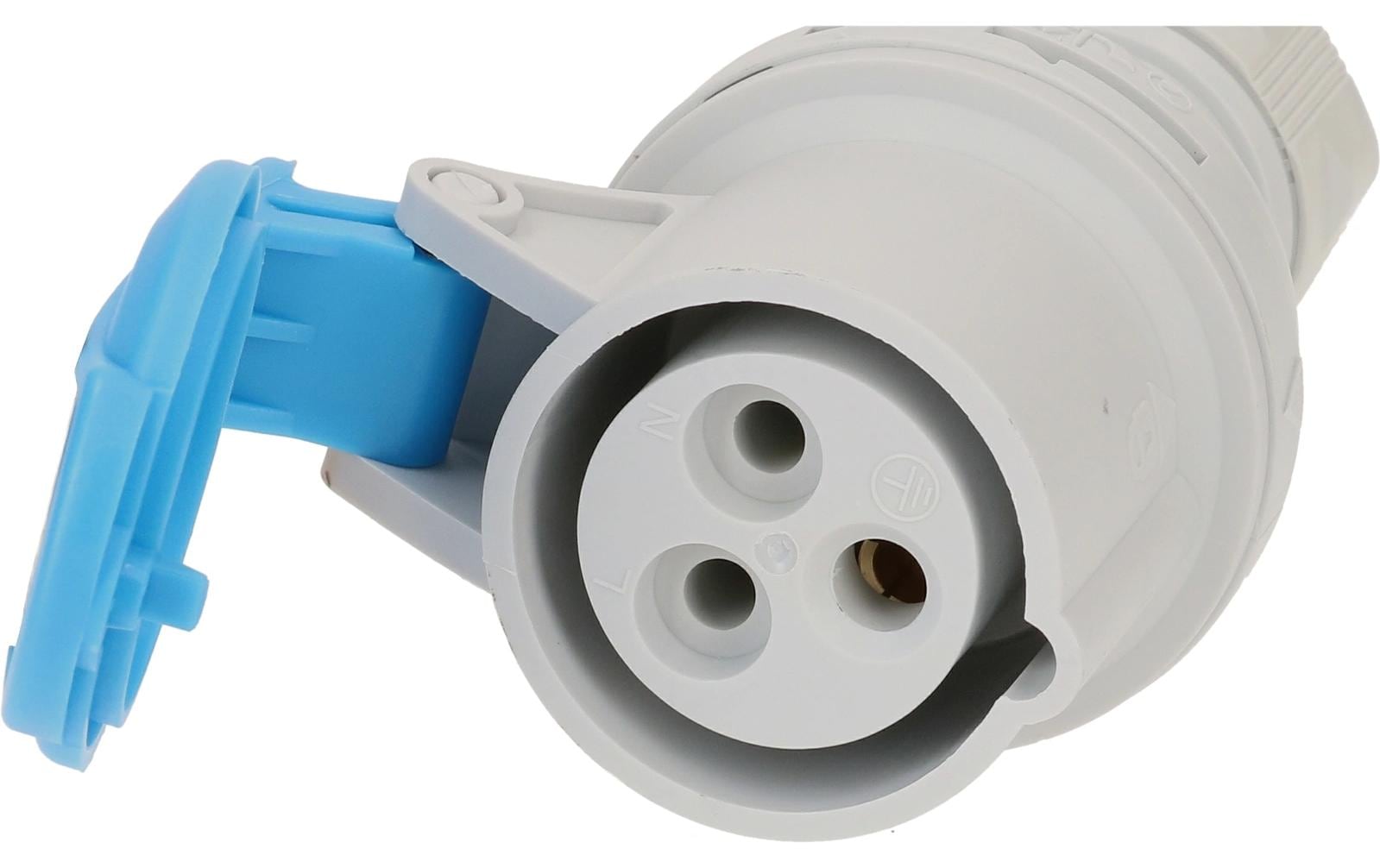 Maxcamp Adapterkabel, CEE 16-3 zu T23, 0,5 m, 1,5 mm² – Blau/Schwarz