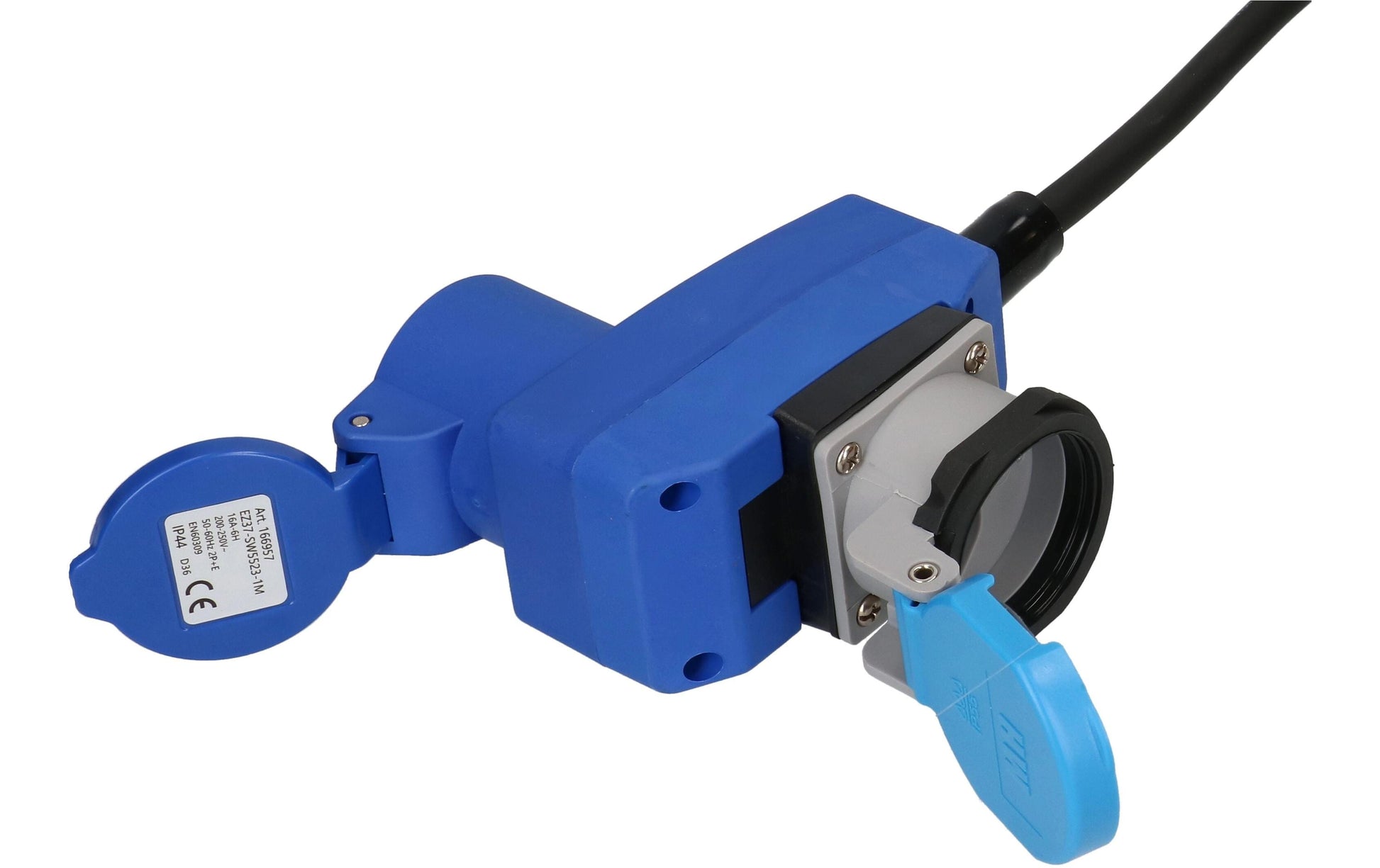 Maxcamp Verlängerungskabel, CEE 16-3–(CEE 16-3 + T23), 15 m, IP55, 1,5 mm² – Blau/Schwarz