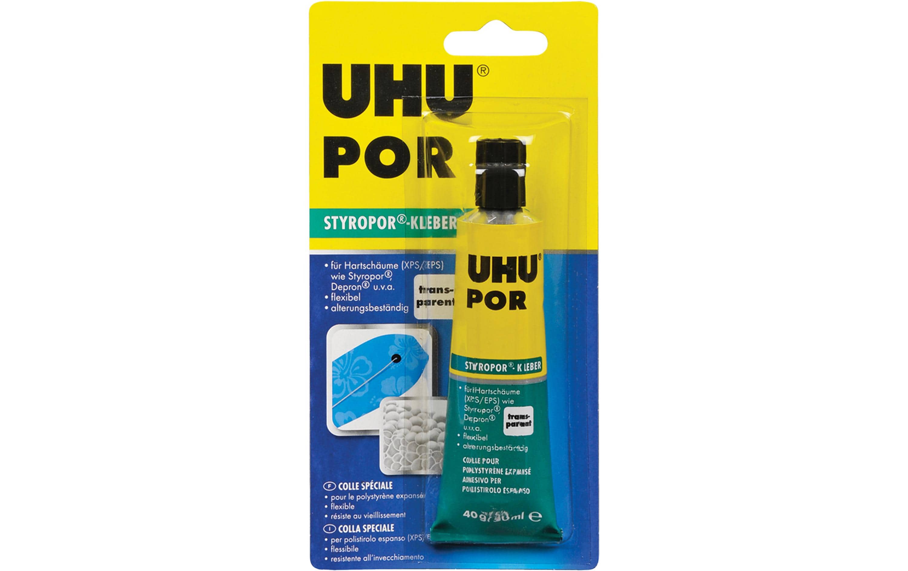 UHU por Kontaktkleber Modellbau Tube – transparent – 50 ml – für Styropor