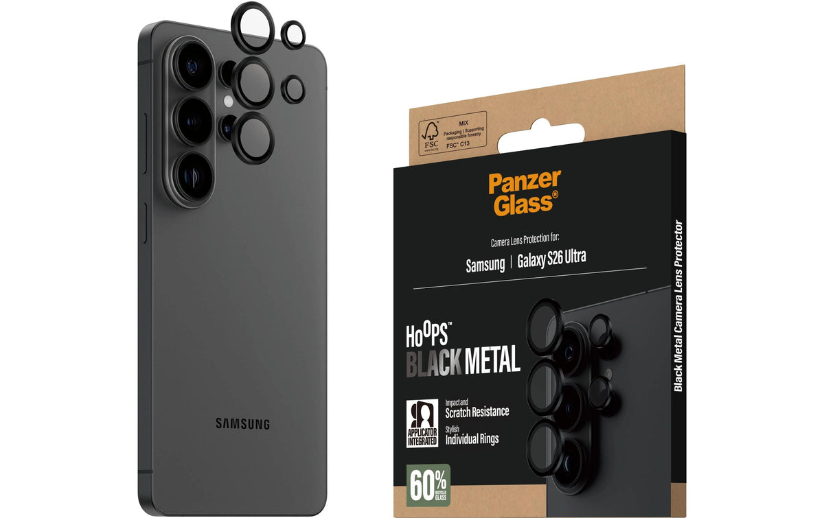 Panzerglass Kameralinsenschutz – für Samsung Galaxy S26 Ultra – Schwarz
