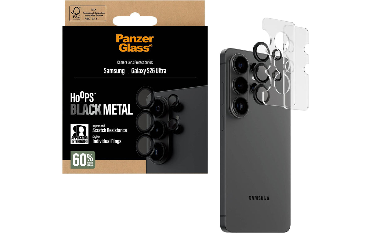 Panzerglass Kameralinsenschutz – für Samsung Galaxy S26 Ultra – Schwarz