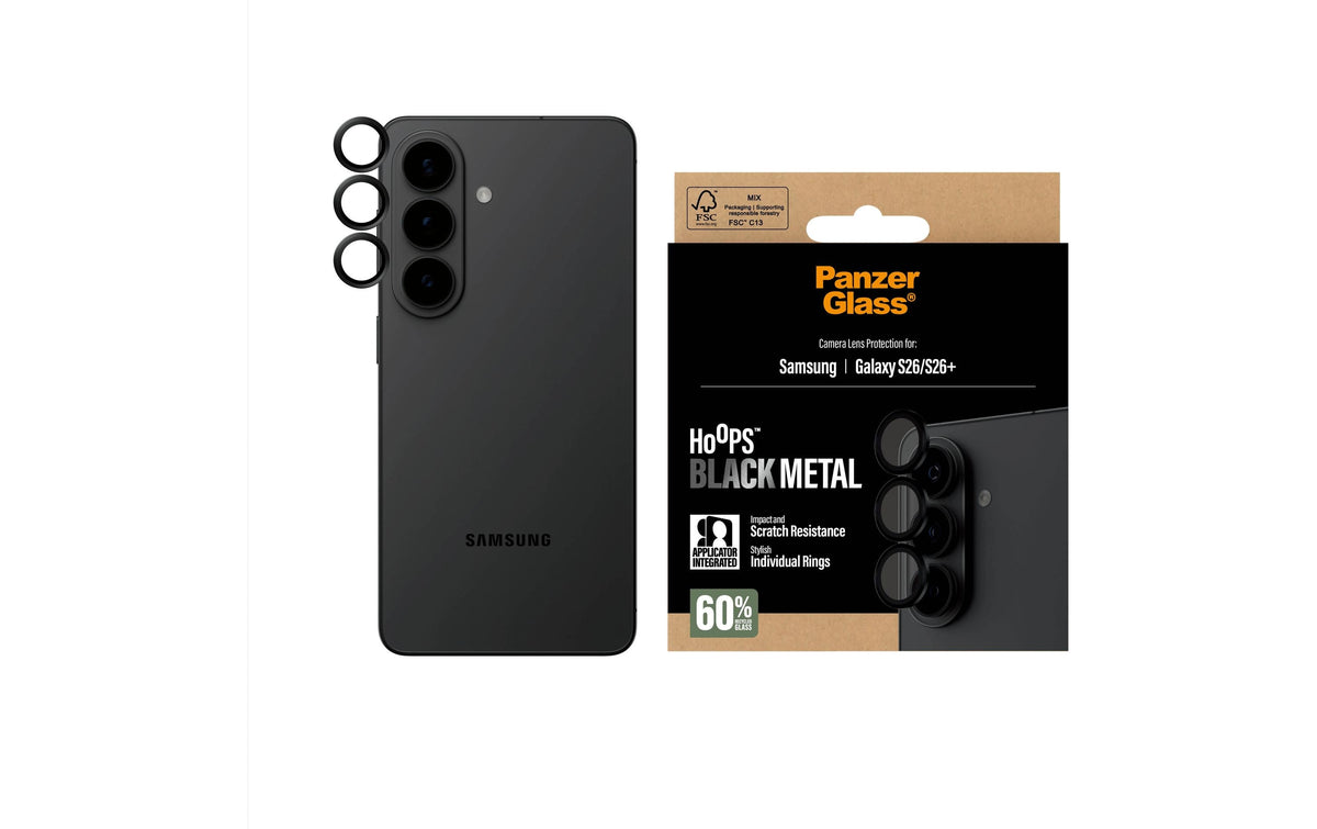 PanzerGlass – Kameralinsenschutz – für Samsung Galaxy S26 – Schwarz, Glas