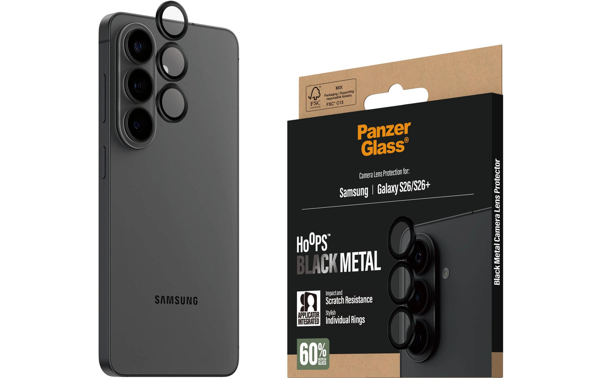 PanzerGlass – Kameralinsenschutz – für Samsung Galaxy S26 – Schwarz, Glas