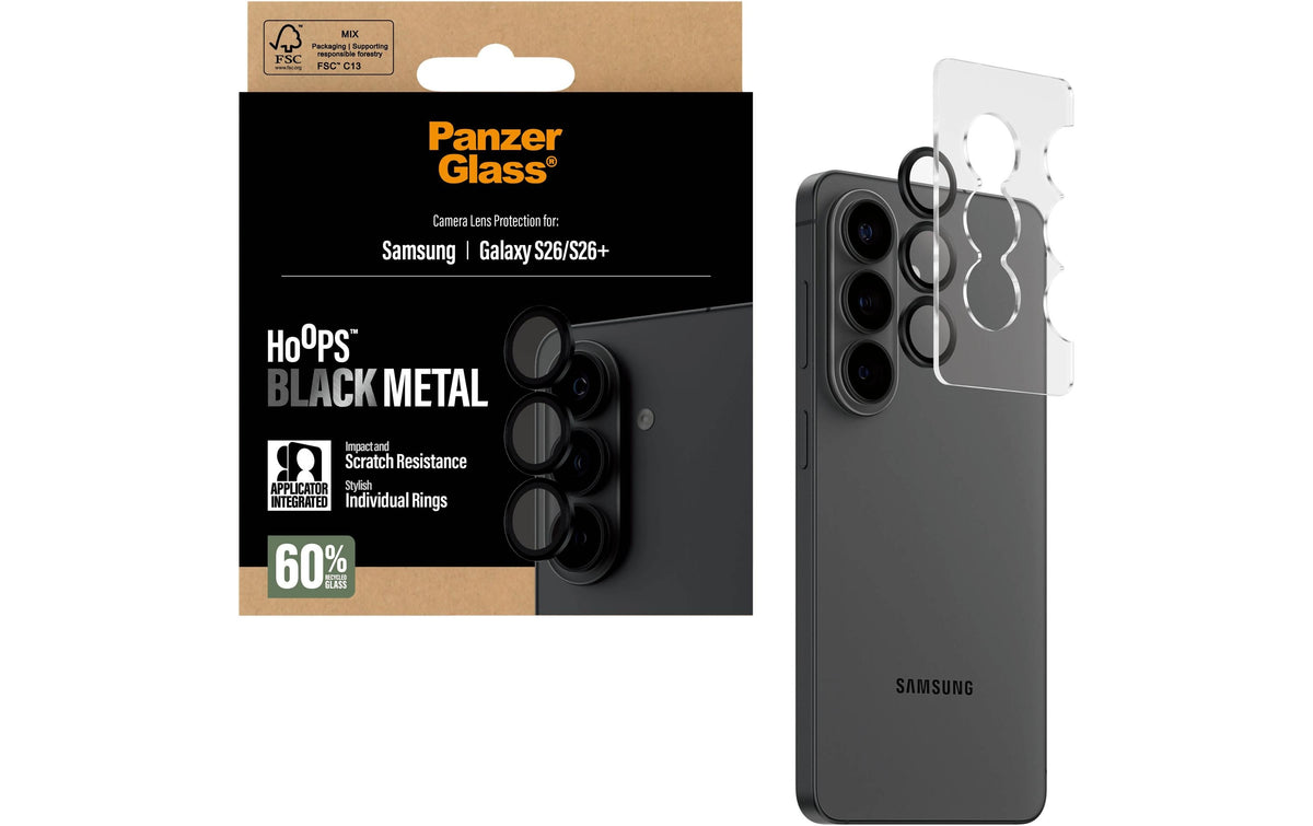 PanzerGlass – Kameralinsenschutz – für Samsung Galaxy S26 – Schwarz, Glas