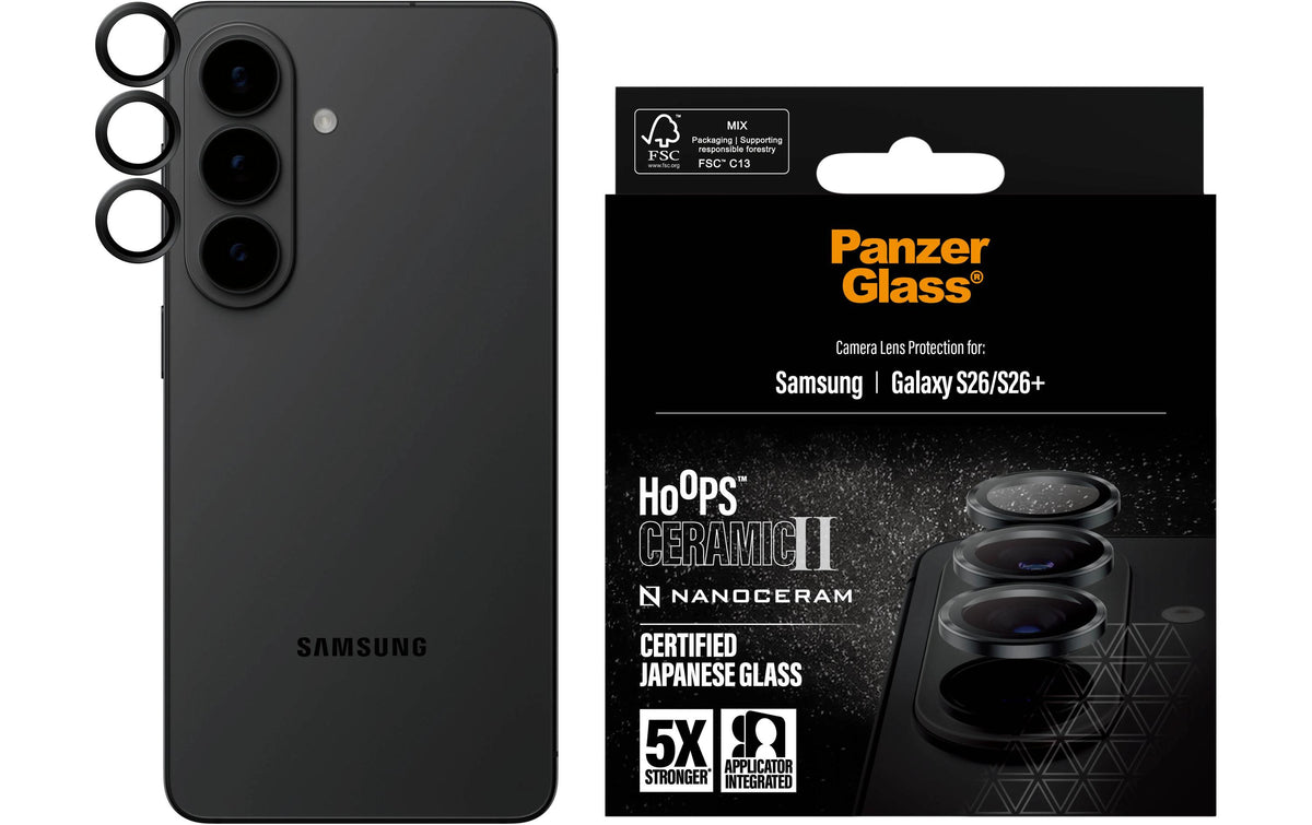 PanzerGlass – Kameralinsenschutz – für Galaxy S26 – Schwarz matt