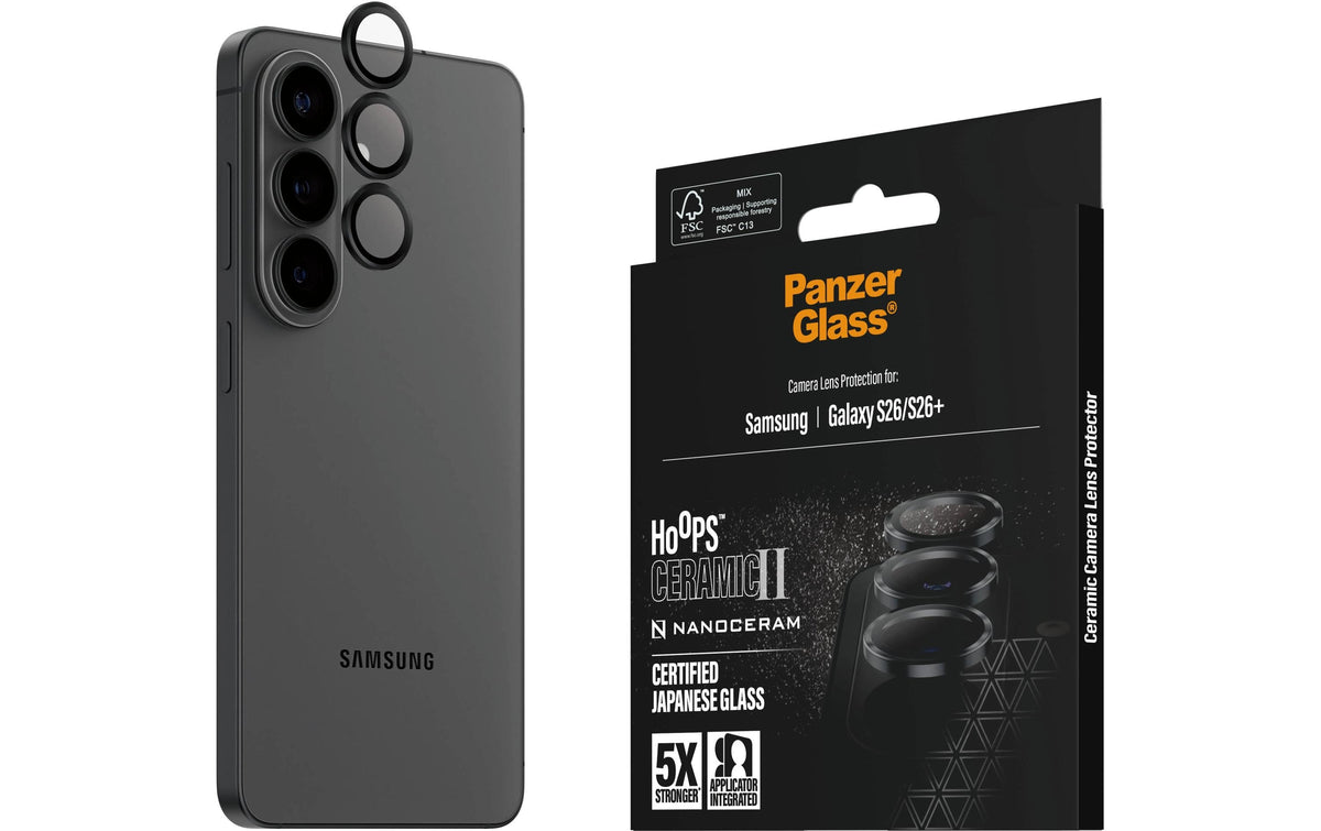PanzerGlass – Kameralinsenschutz – für Galaxy S26 – Schwarz matt
