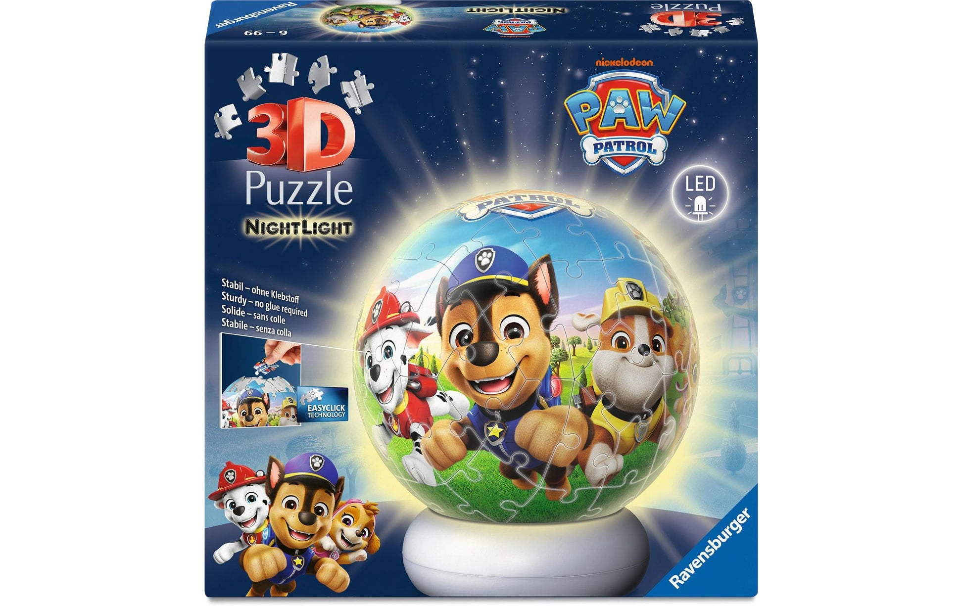 Ravensburger 3D Puzzle Paw Patrol – 72 Teile – Ø 20 cm – mit LED – ab 6 Jahren – FSC
