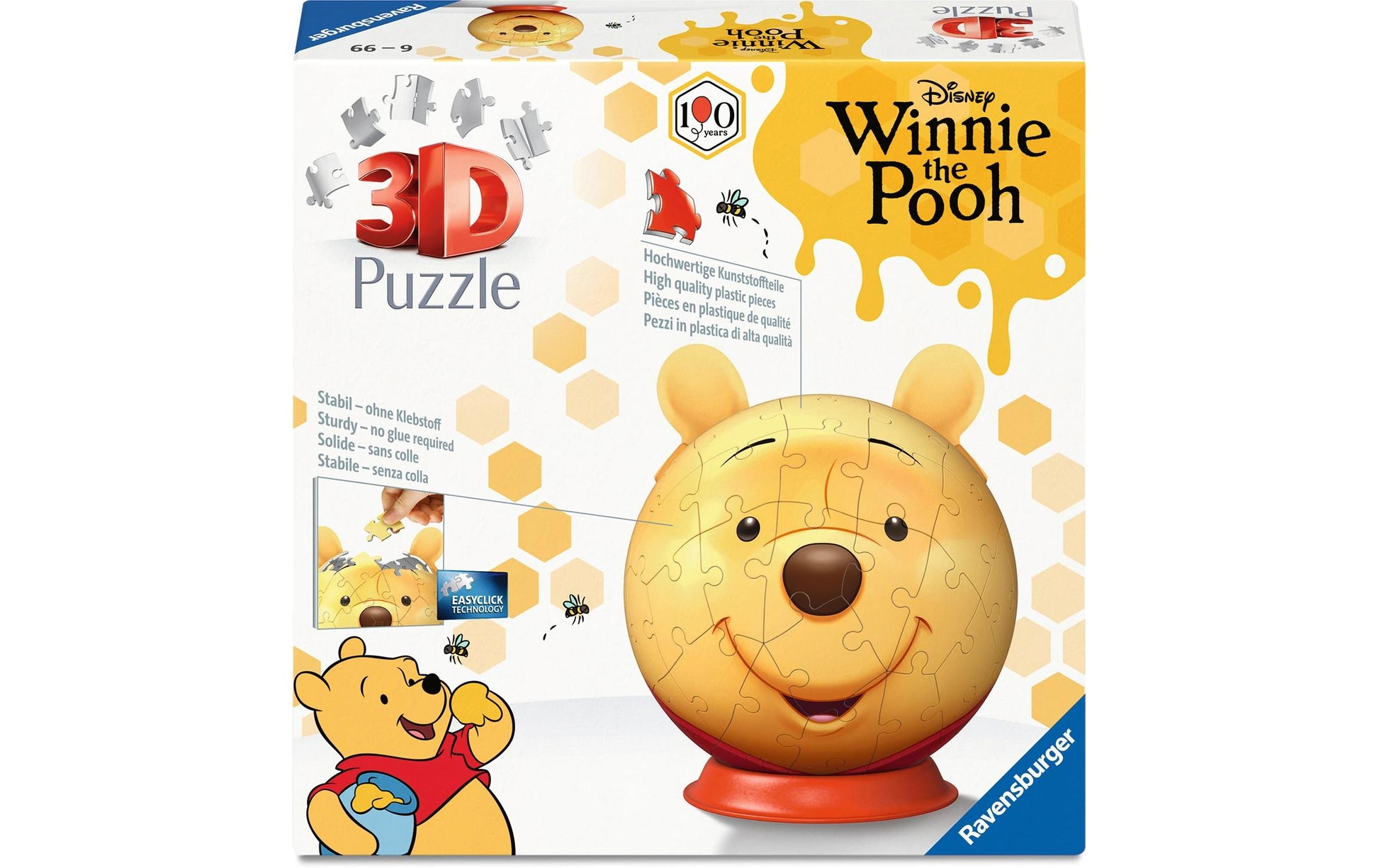 Ravensburger 3D-Puzzle Winnie Puuh mit Ohren – 72 Teile – Ø 13 cm – ab 6 J. – FSC