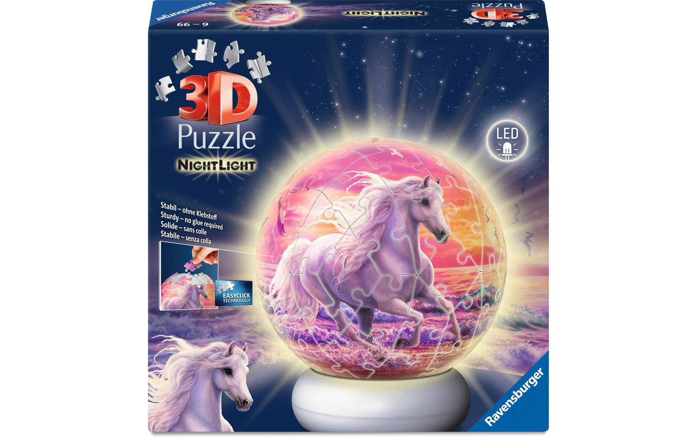 Ravensburger 3D-Puzzle Pferde am Strand – 72 Teile – Kunststoff – Ø 19 cm – ab 6 Jahren – FSC