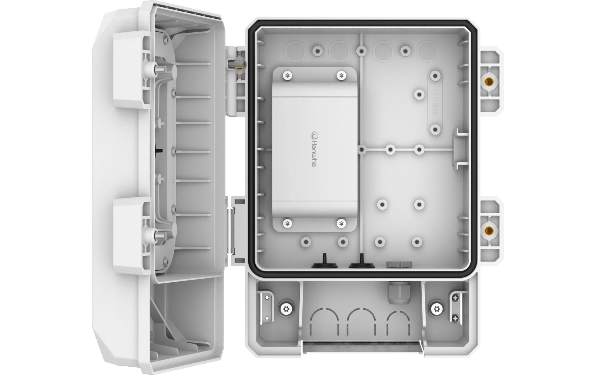 Hanwha SBP-050NBW Installationsschrank – Vandalismusschutz, Innen/Aussen – für Hanwha Kameras – Weiss