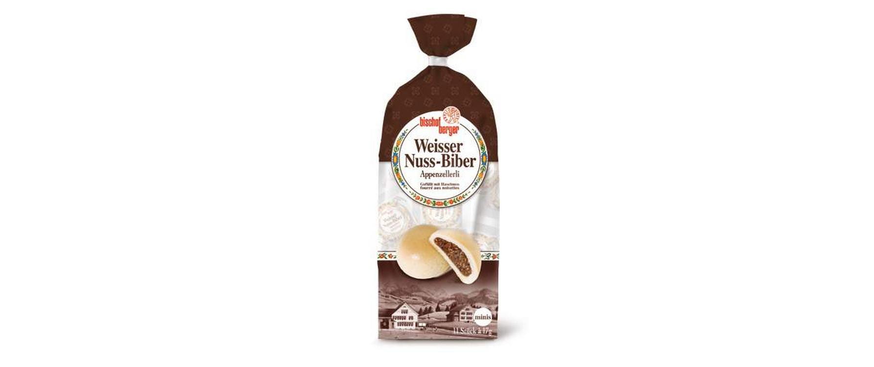 Bischofberger Weisser Nuss-Biber Mini Guetzli – 11 × 17 g