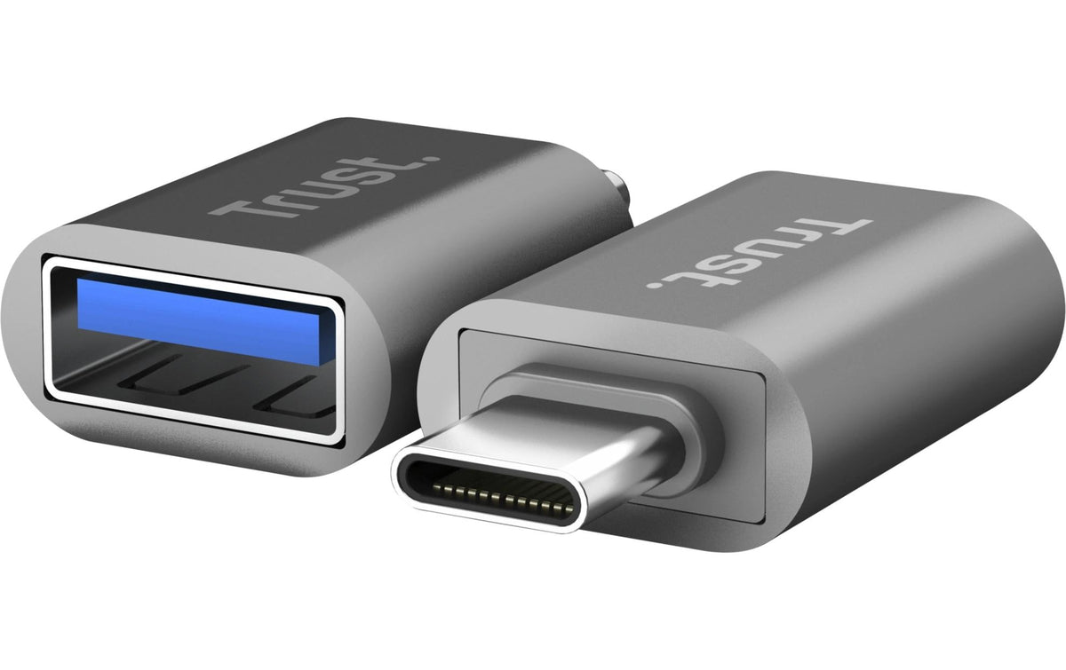 Trust Calyx USB-C zu USB-A Adapter – USB 2.0 (480 Mbit/s), Grau