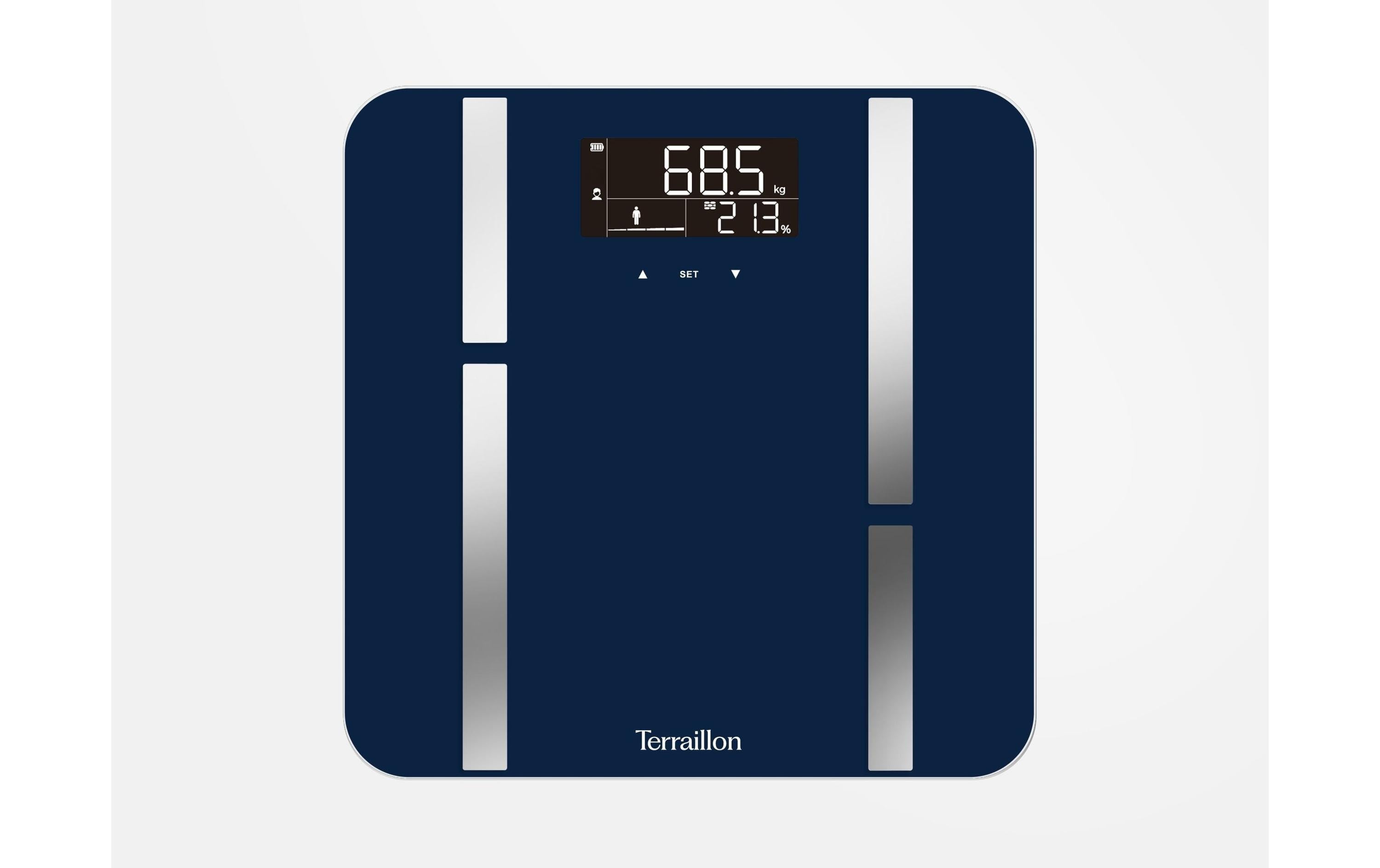 Terraillon Paketwaage X-line Fit – Tragkraft 180 kg, Teilung 100 g, Wiegefläche 30 × 30 cm, PC-Anschluss