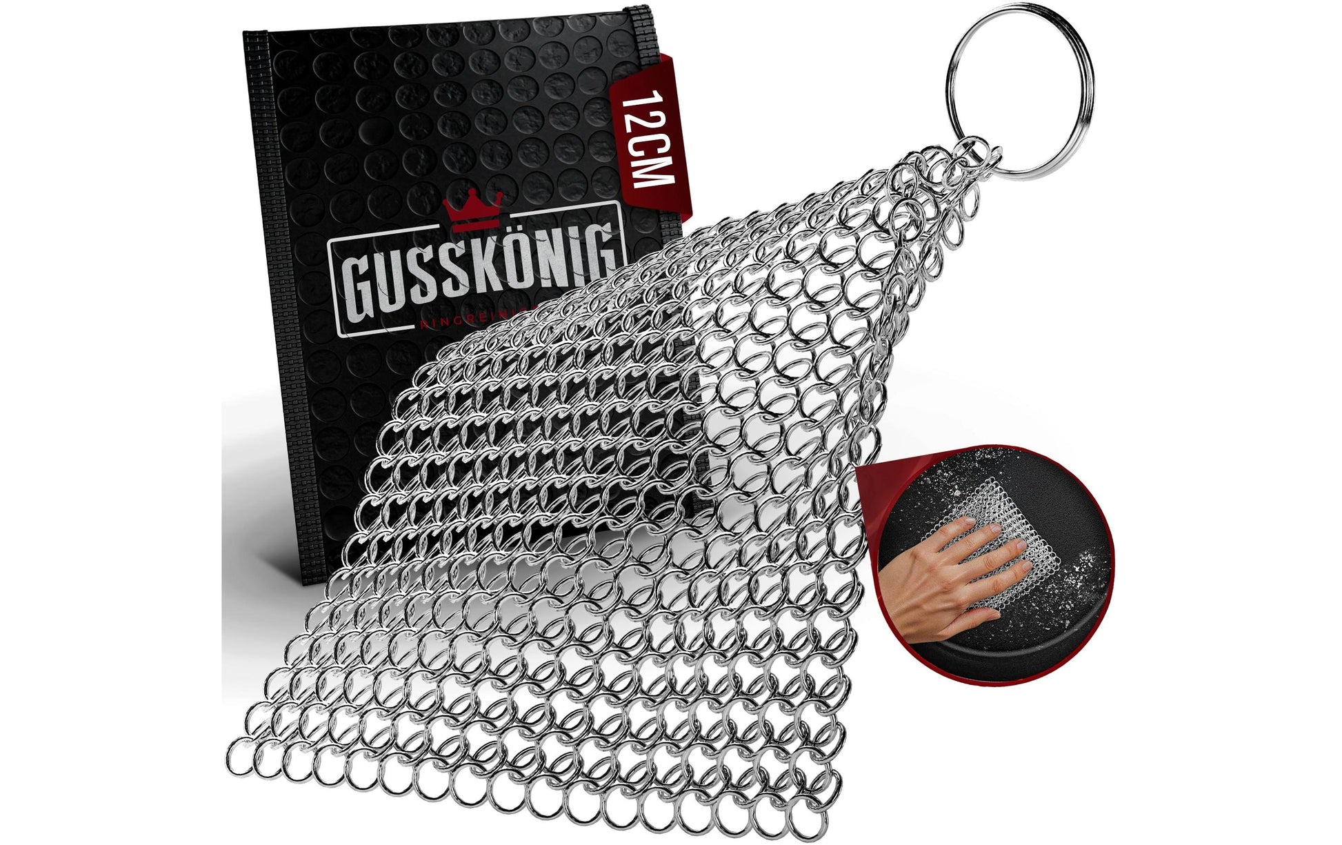 Gusskoenig Schaber Ringreiniger – Edelstahlborsten – 18,0 × 18,0 × 18,0 cm – Silber