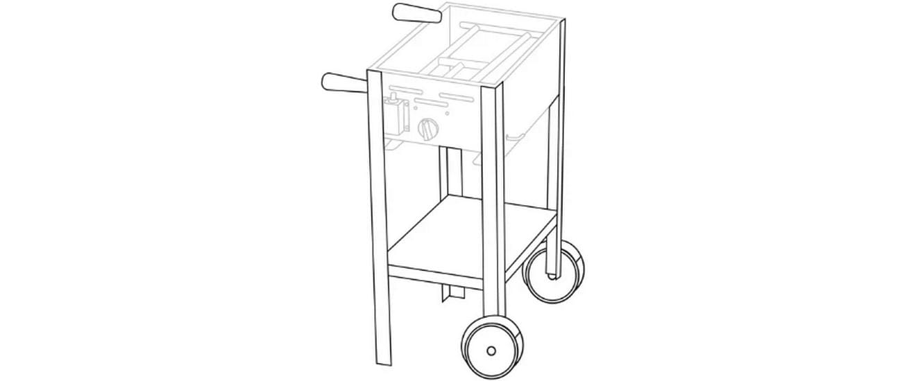 Blaser + trösch Untergestell fahrbar PROFI 1 – 55 × 44 × 80 cm, Edelstahl – für 1-Brenner Gastrobräter TGO