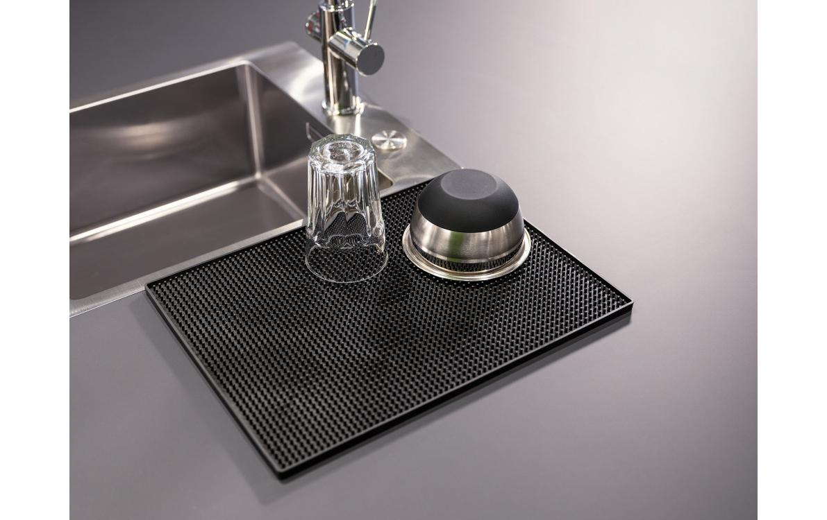 Wenko Abtropfmatte 40 × 30 × 1 cm, Gummi/Kunststoff, Schwarz